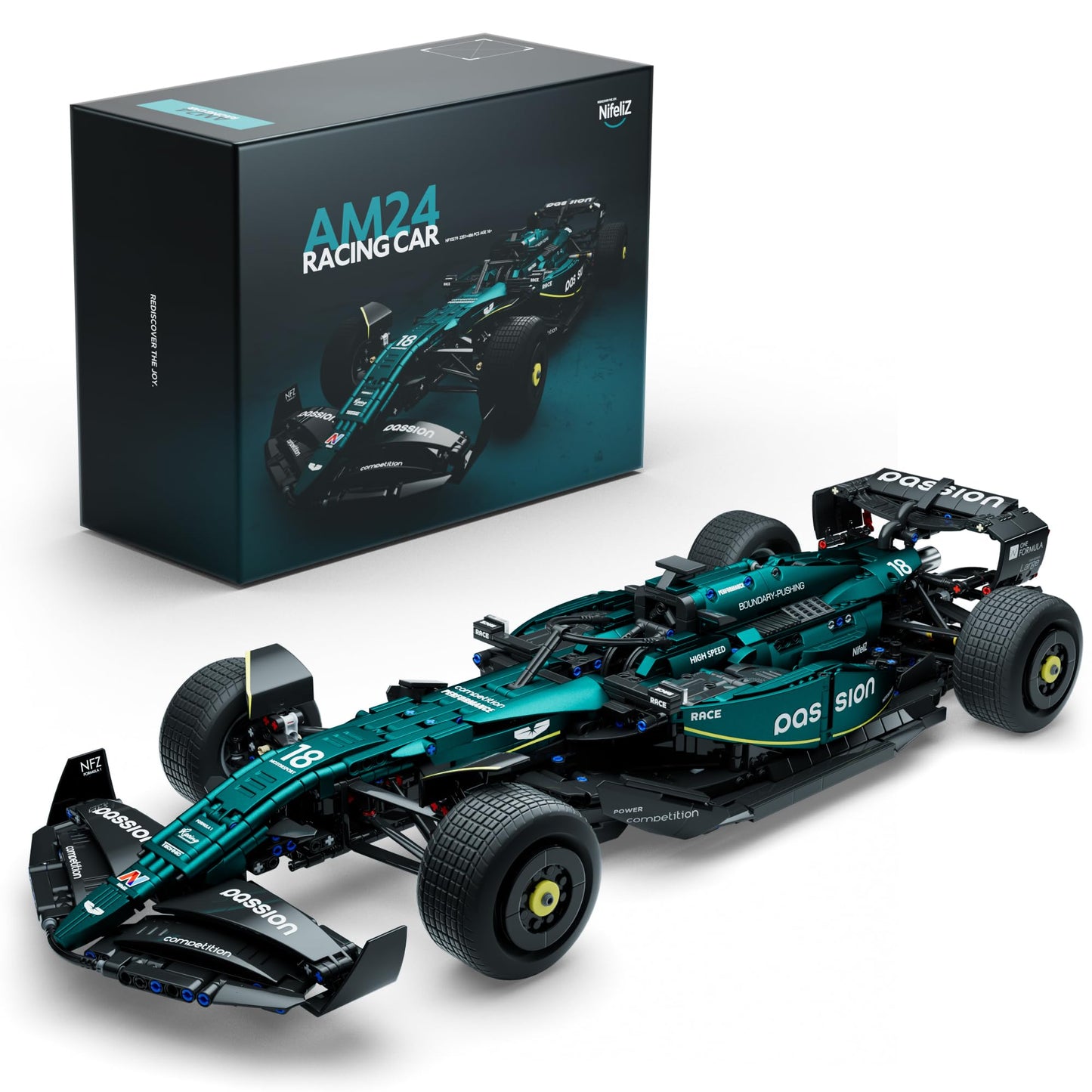Nifeliz AM24 Formula 1 Racing Car Building Set – 1:8 Scale, 2351 Pcs, NF10279