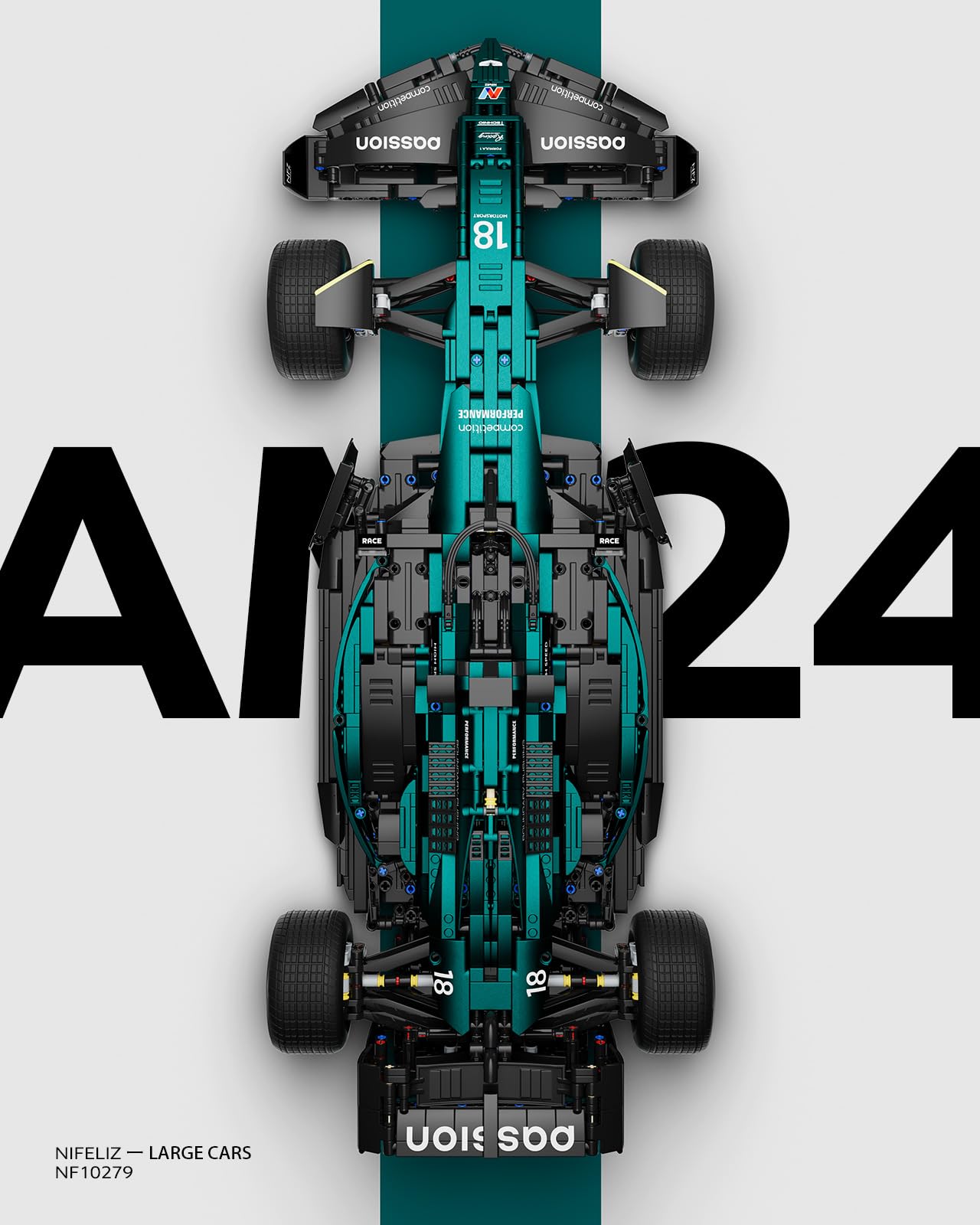 Nifeliz AM24 Formula 1 Racing Car Building Set – 1:8 Scale, 2351 Pcs, NF10279