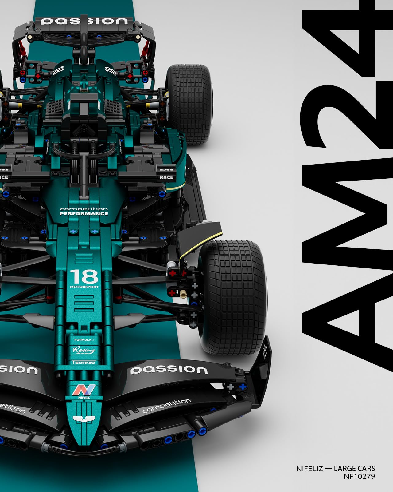Nifeliz AM24 Formula 1 Racing Car Building Set – 1:8 Scale, 2351 Pcs, NF10279