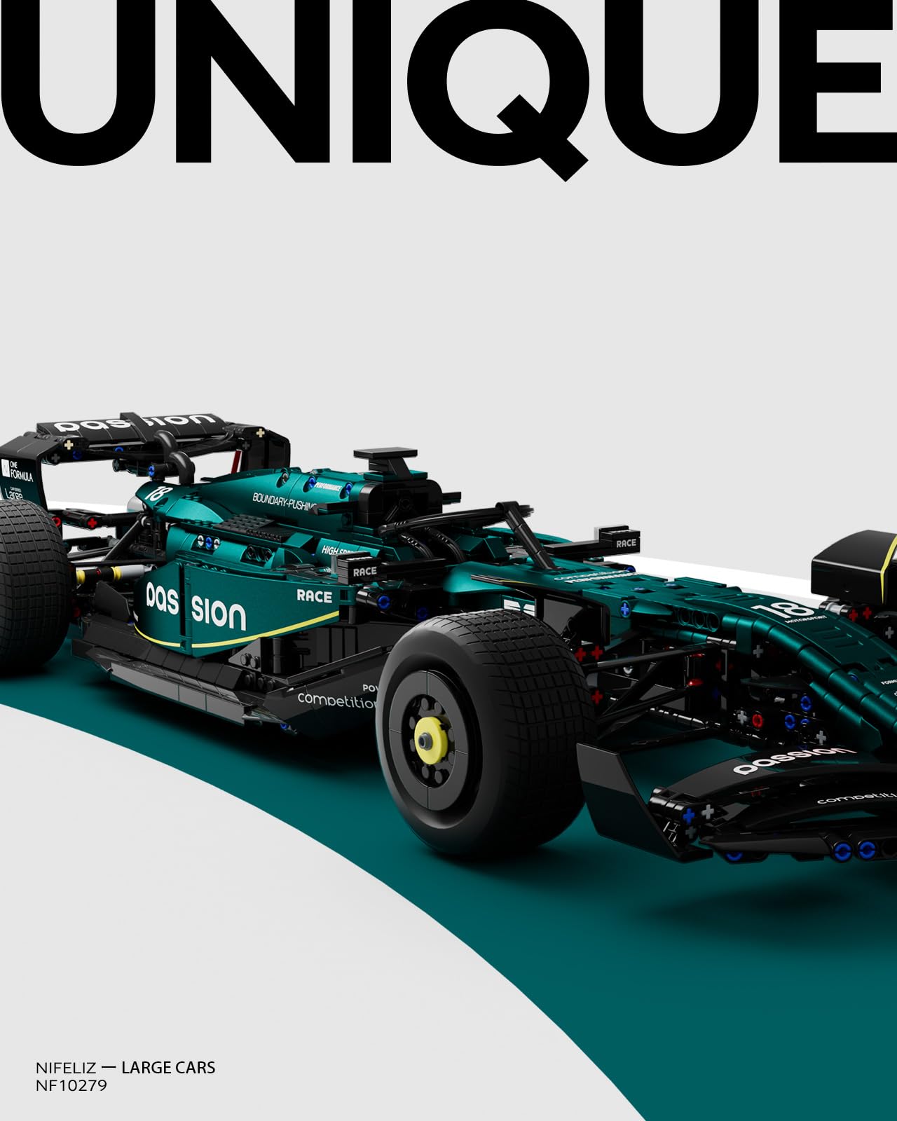 Nifeliz AM24 Formula 1 Racing Car Building Set – 1:8 Scale, 2351 Pcs, NF10279
