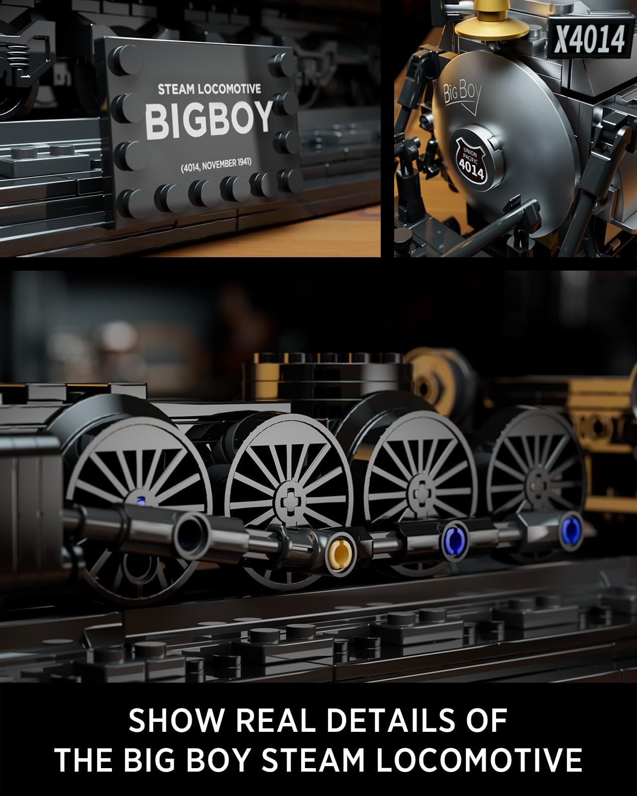 Nifeliz Big Boy Locomotive Building Kit – 1,818-Piece Articulated Steam Train Display