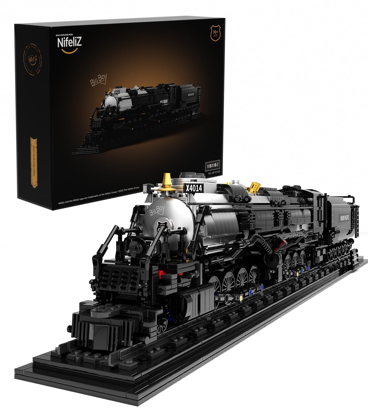 Nifeliz Big Boy Locomotive Building Kit – 1,818-Piece Articulated Steam Train Display