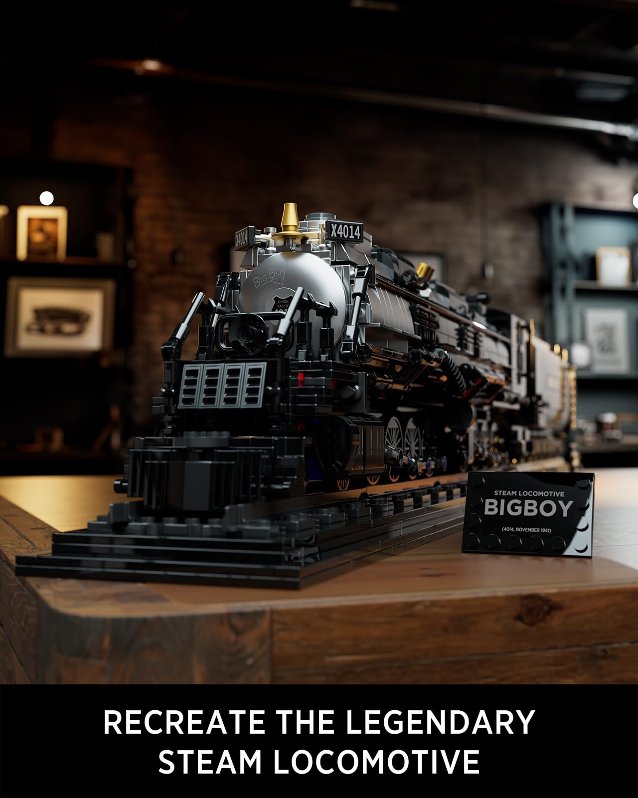 Nifeliz Big Boy Locomotive Building Kit – 1,818-Piece Articulated Steam Train Display