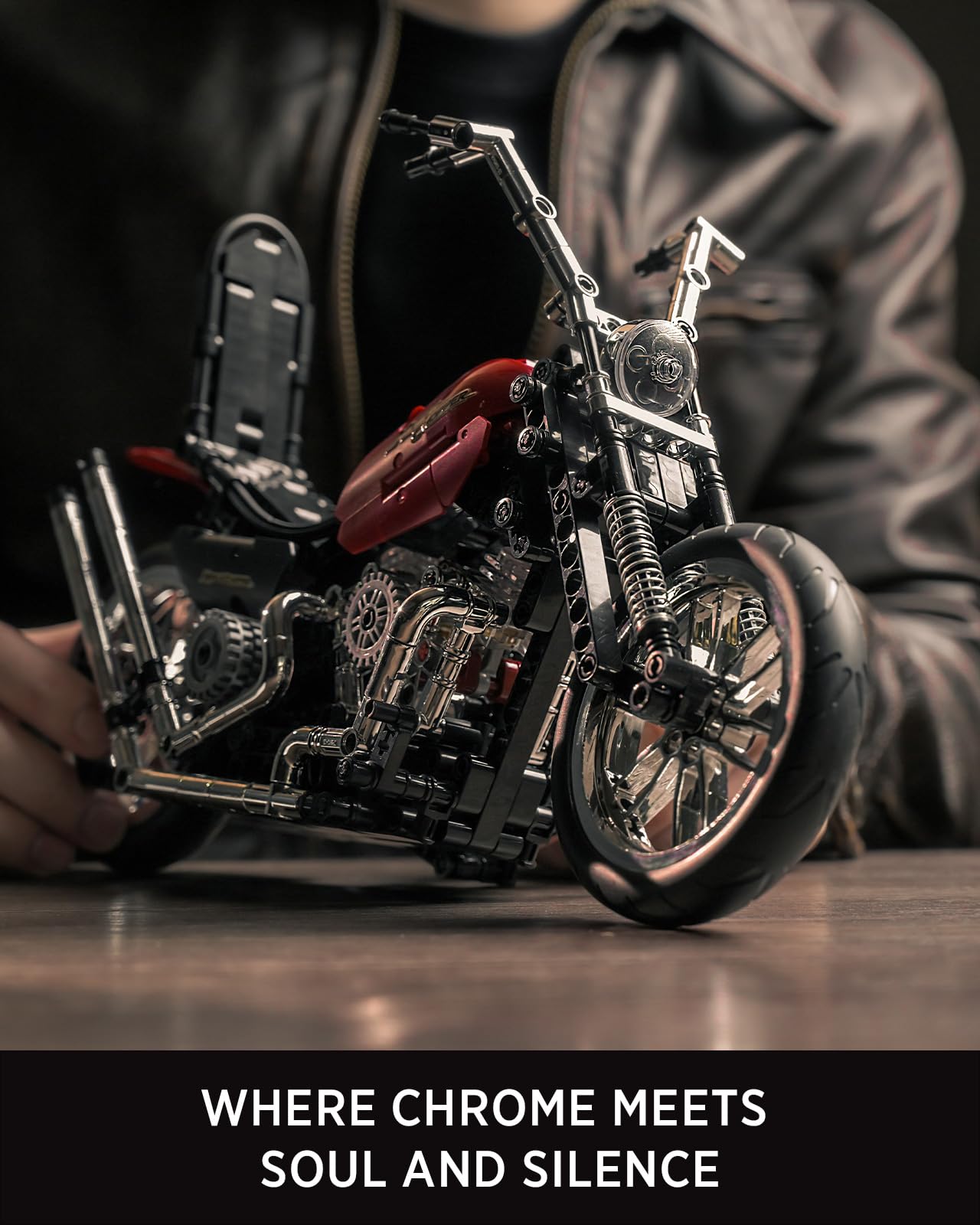 Nifeliz Chopper Motorcycle Building Set for Adults – Classic Vintage Model (NF10308, 572 PCS)