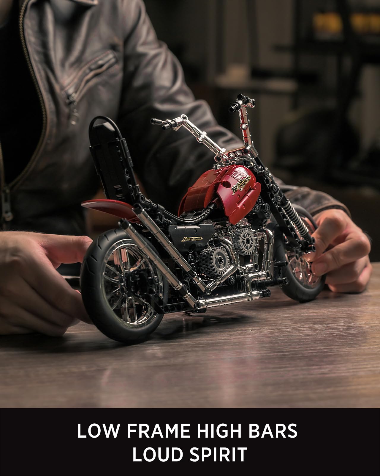 Nifeliz Chopper Motorcycle Building Set for Adults – Classic Vintage Model (NF10308, 572 PCS)