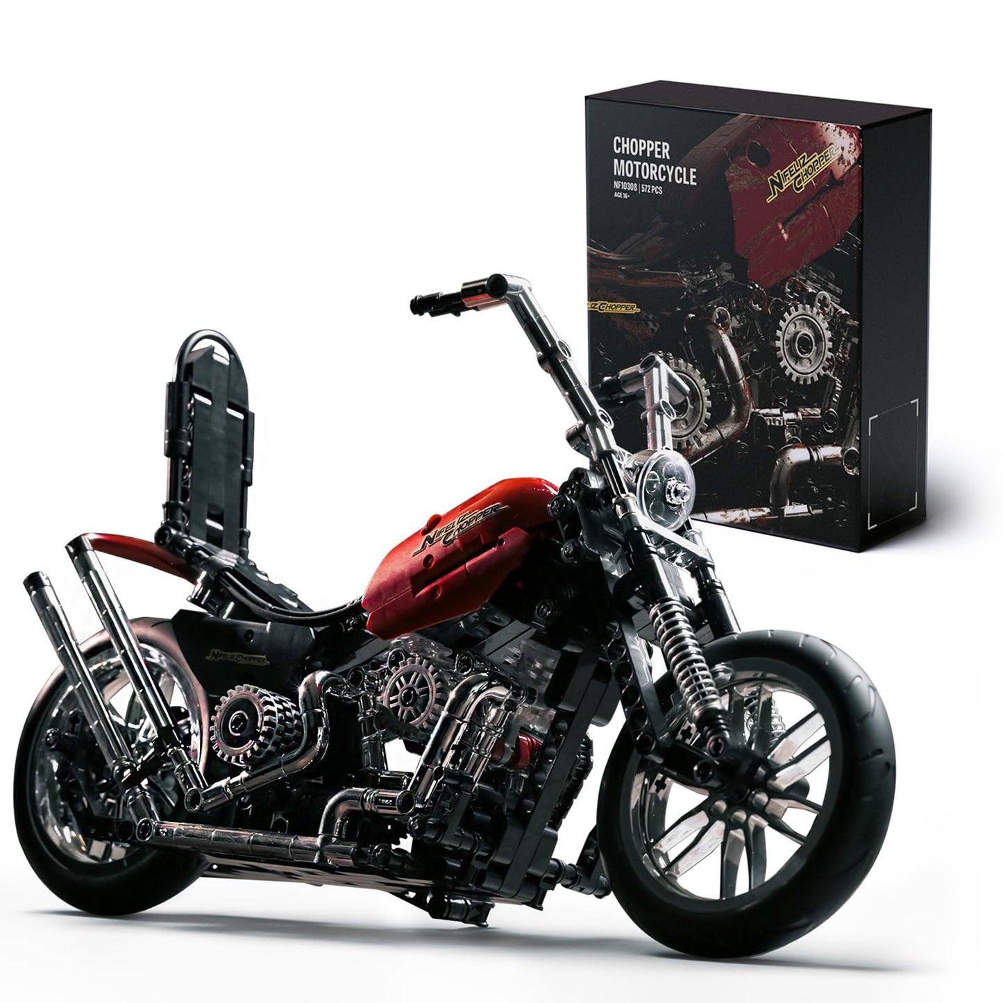 Nifeliz Chopper Motorcycle Building Set for Adults – Classic Vintage Model (NF10308, 572 PCS)