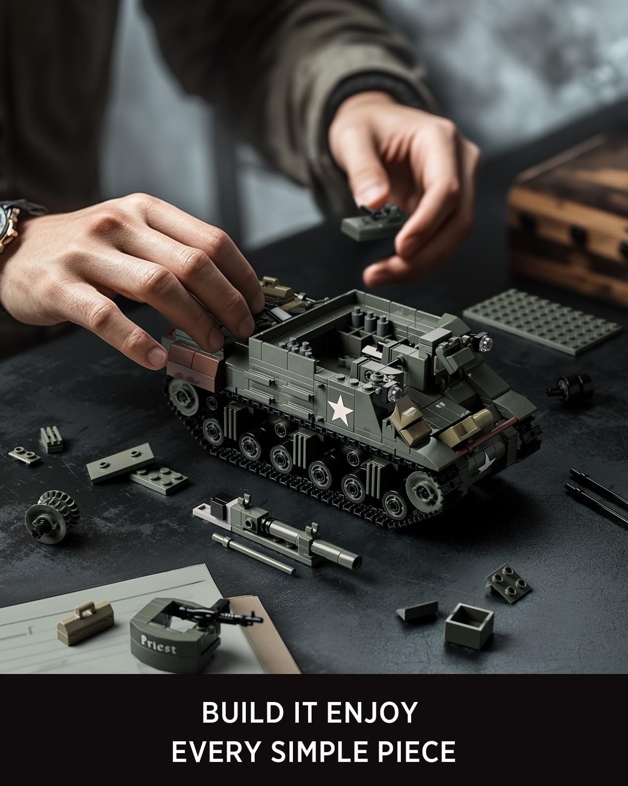 Nifeliz M7 Priest Tank Model Building Set – WW2 Howitzer, 646 Pieces (NF10336)