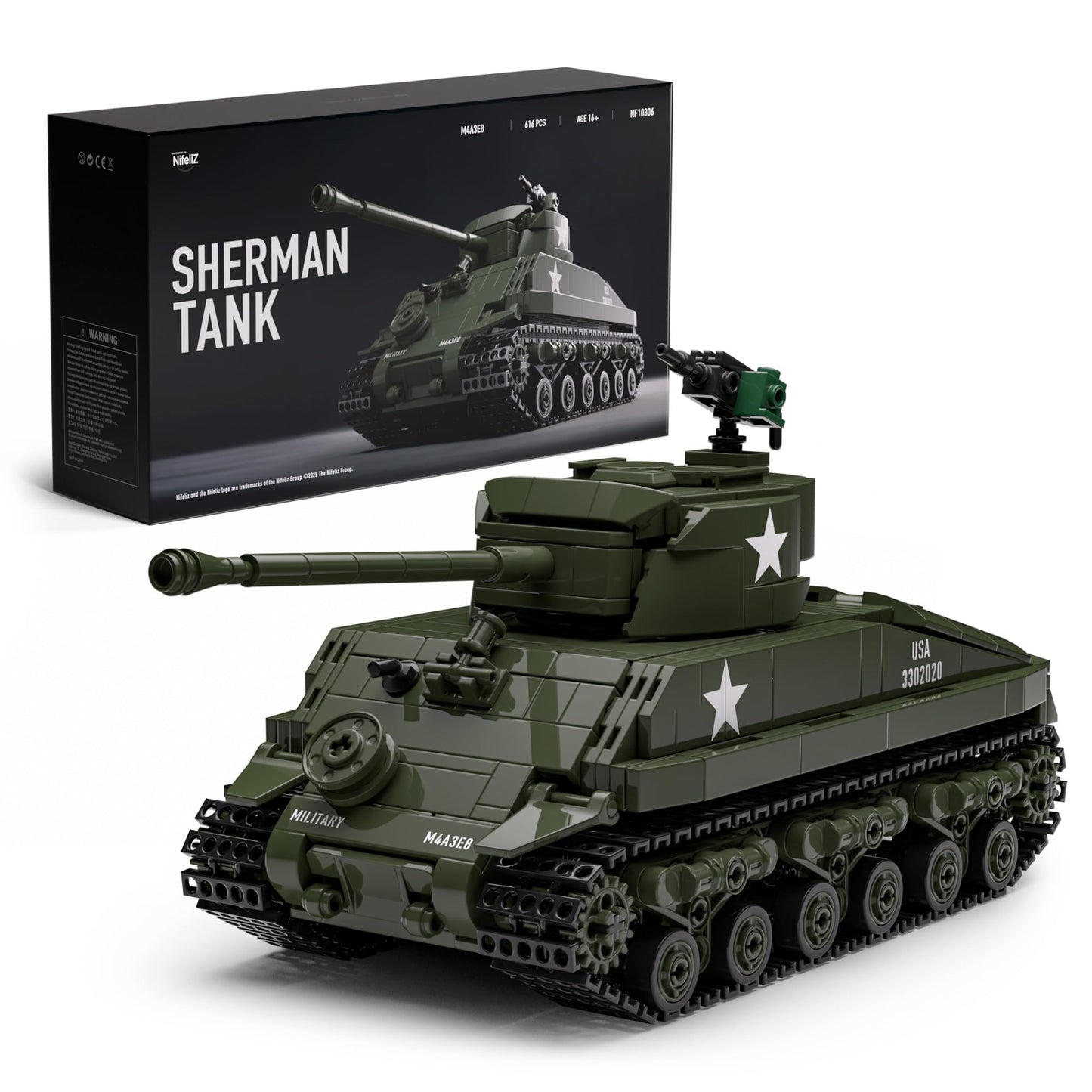 Nifeliz Sherman Military Tank Building Set – 860 PCS (NF10313) | Collectible WW2 Model