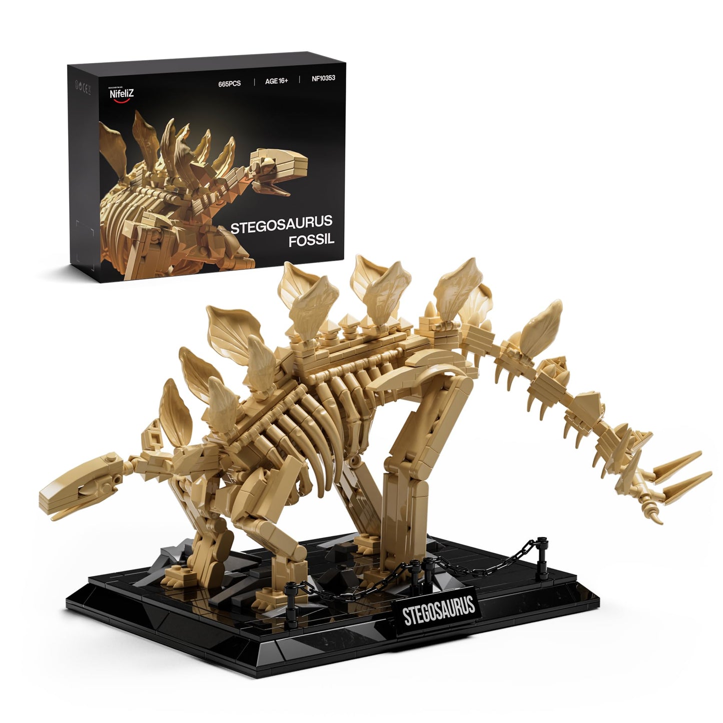 Nifeliz Stegosaurus Fossils Model Set – 665 PCS, Adult Skeleton Display NF10353