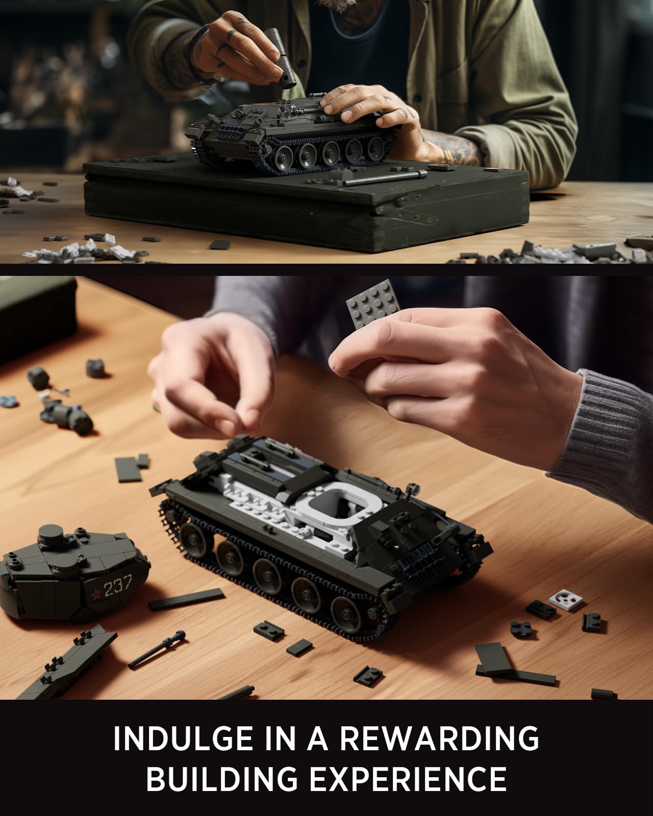 Nifeliz T34/85 Tank Building Set — 818 Pieces, Realistic WW2 Army Model for Display | NF10270