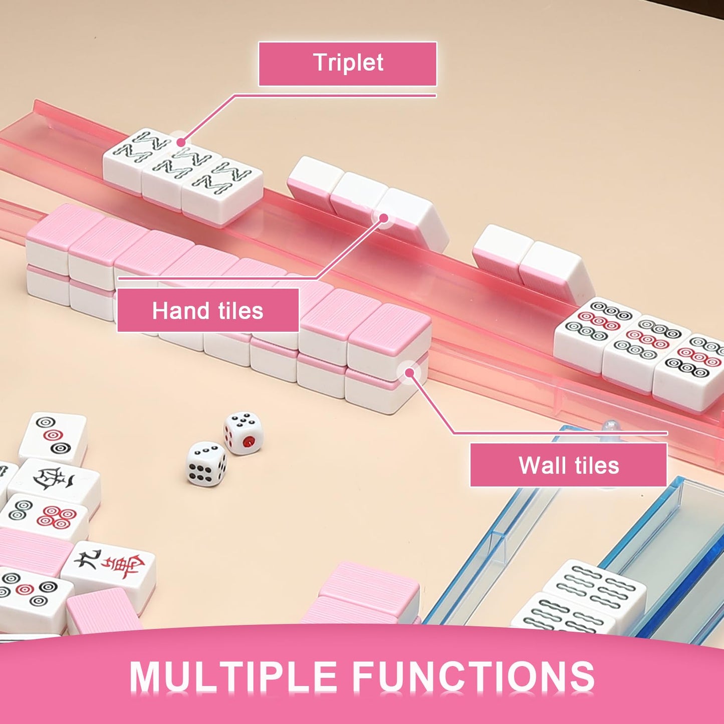 Niflirt Mahjong Racks with Pushers — 4-Piece Acrylic Tile Holder Set