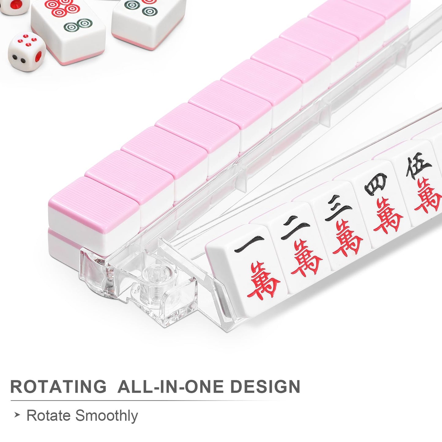 Niflirt Mahjong Racks with Pushers – 4PCS Acrylic Majiang Tile Holders for Home & Club Use