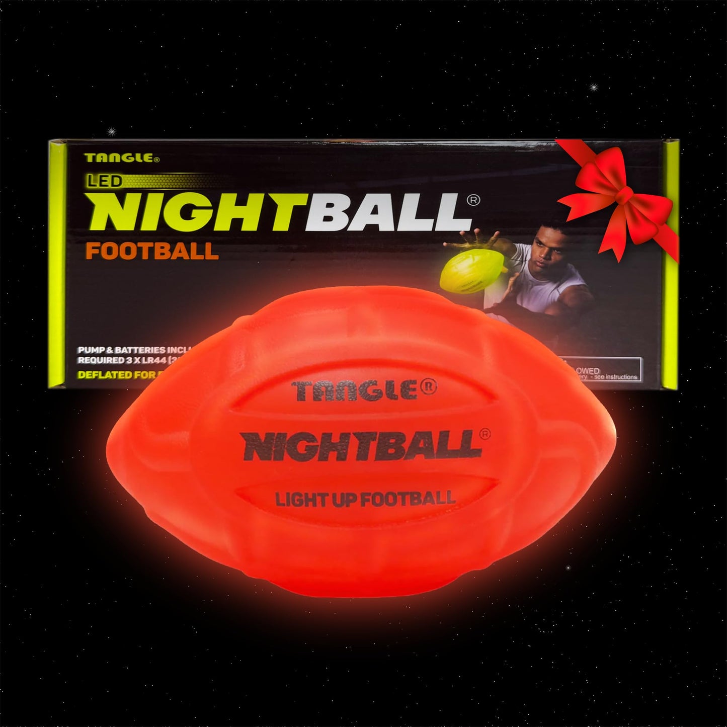 Nightball Glow in the Dark LED Football – Light Up Night Play for Kids & Adults (Red)