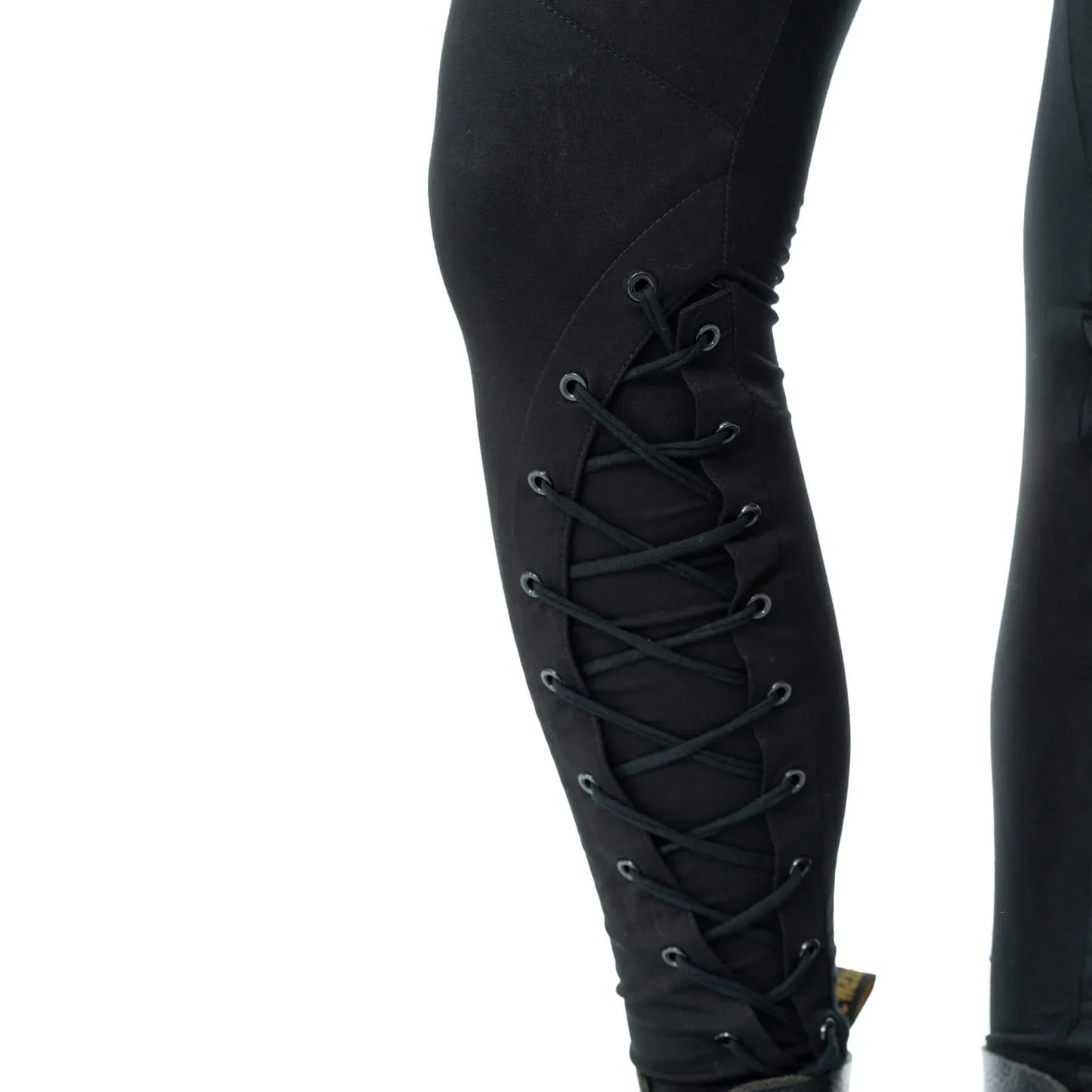Poizen Industries Nightshade Goth Leggings - Corset Lace-Up Eyelet Detail