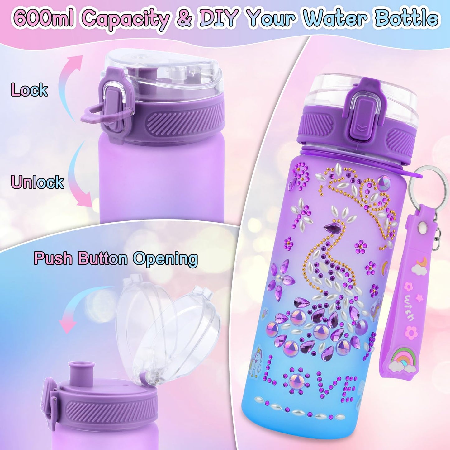 Nigifter Valentines Gifts for Girls – Decorate Your Own Water Bottle & Baseball Cap Kit