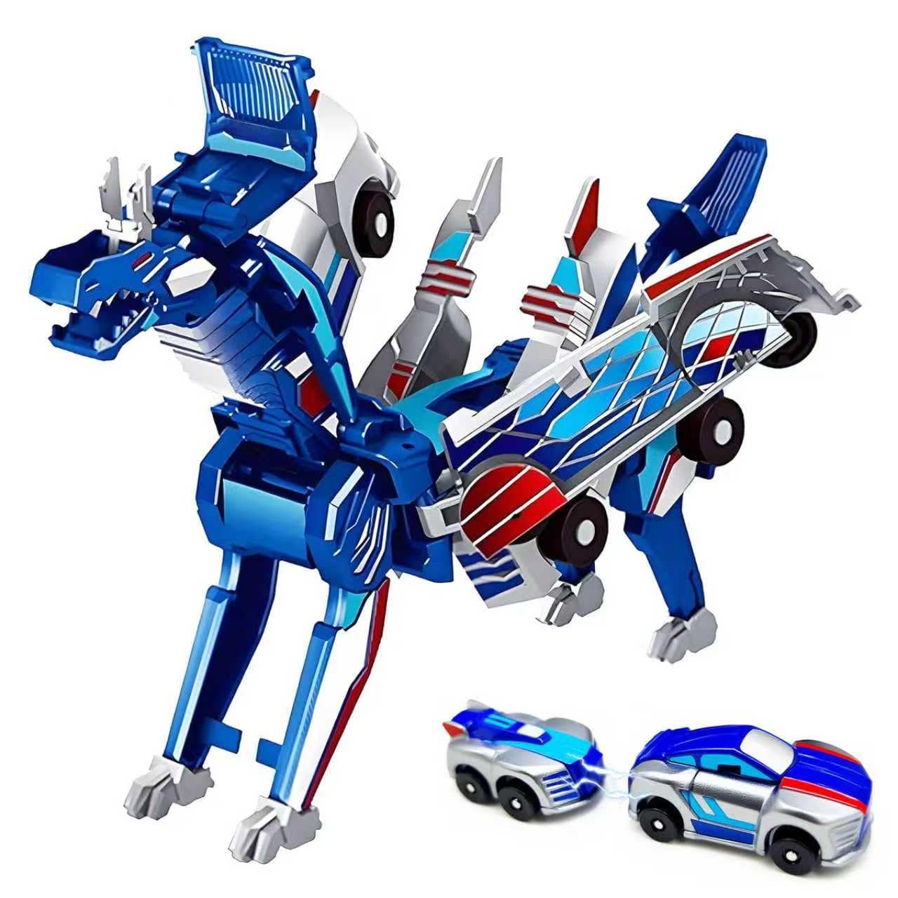 NIGVO Collision Transforming Dinosaur Car Toy – 2-in-1 Dinosaur Robot Cars (Blue Dragon)