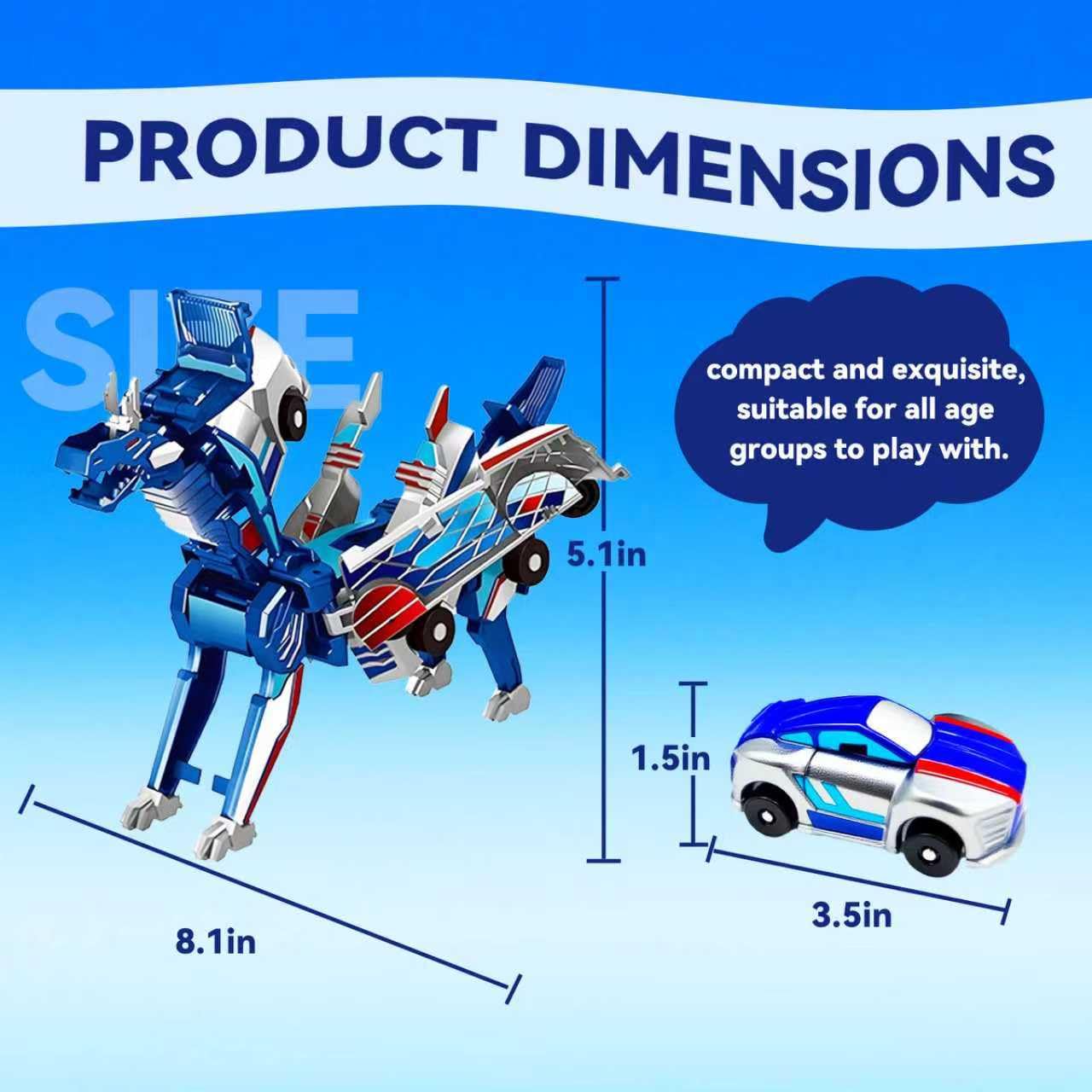 NIGVO Collision Transforming Dinosaur Car Toy – 2-in-1 Dinosaur Robot Cars (Blue Dragon)