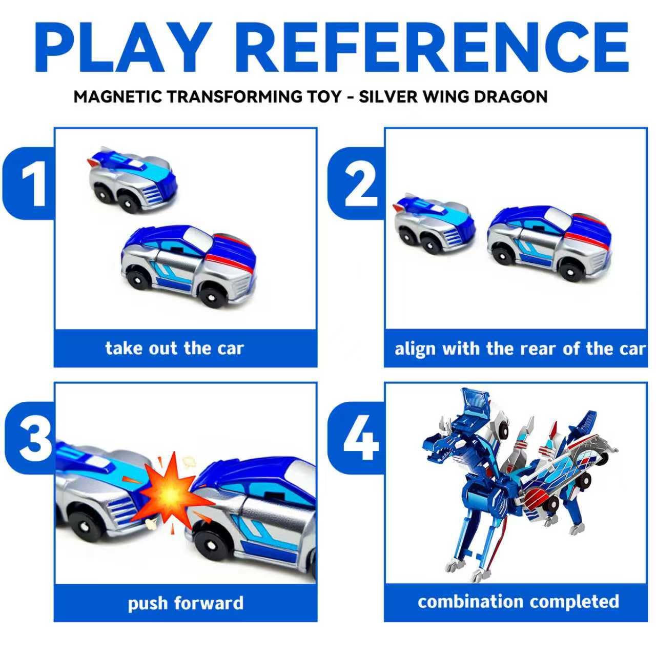 NIGVO Collision Transforming Dinosaur Car Toy – 2-in-1 Dinosaur Robot Cars (Blue Dragon)