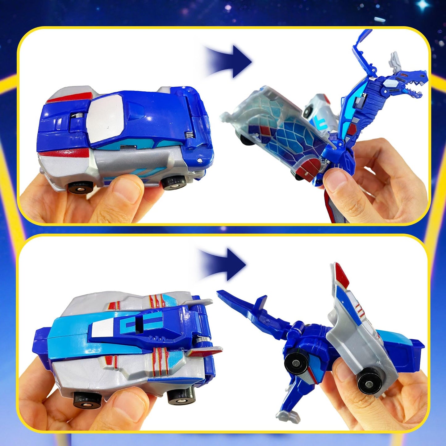 NIGVO Collision Transforming Dinosaur Car Toy – 2-in-1 Dinosaur Robot Cars (Blue Dragon)