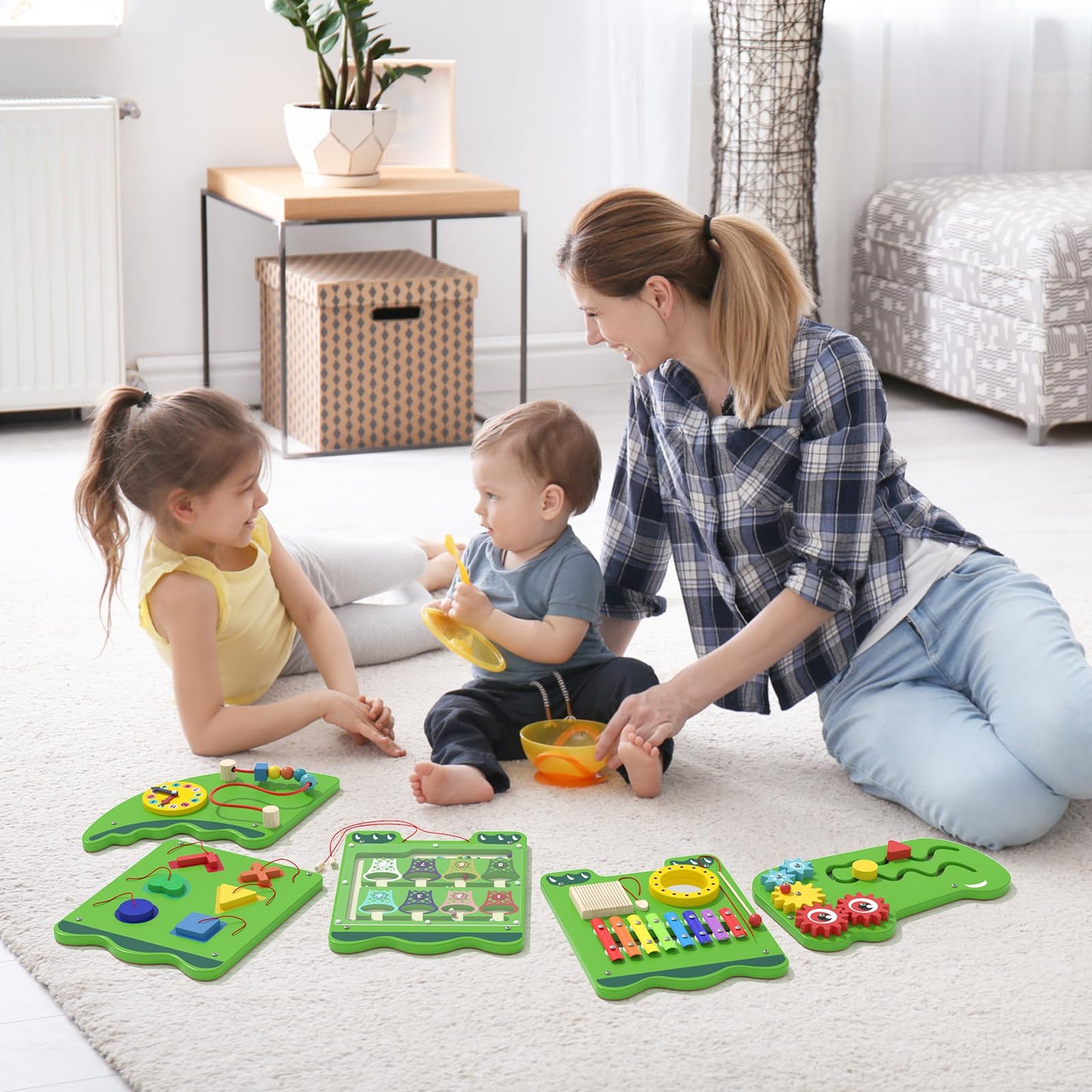 Nigwet Crocodile Sensory Wall Panels – Montessori Busy Board for Toddlers (Wooden Learning Toy)
