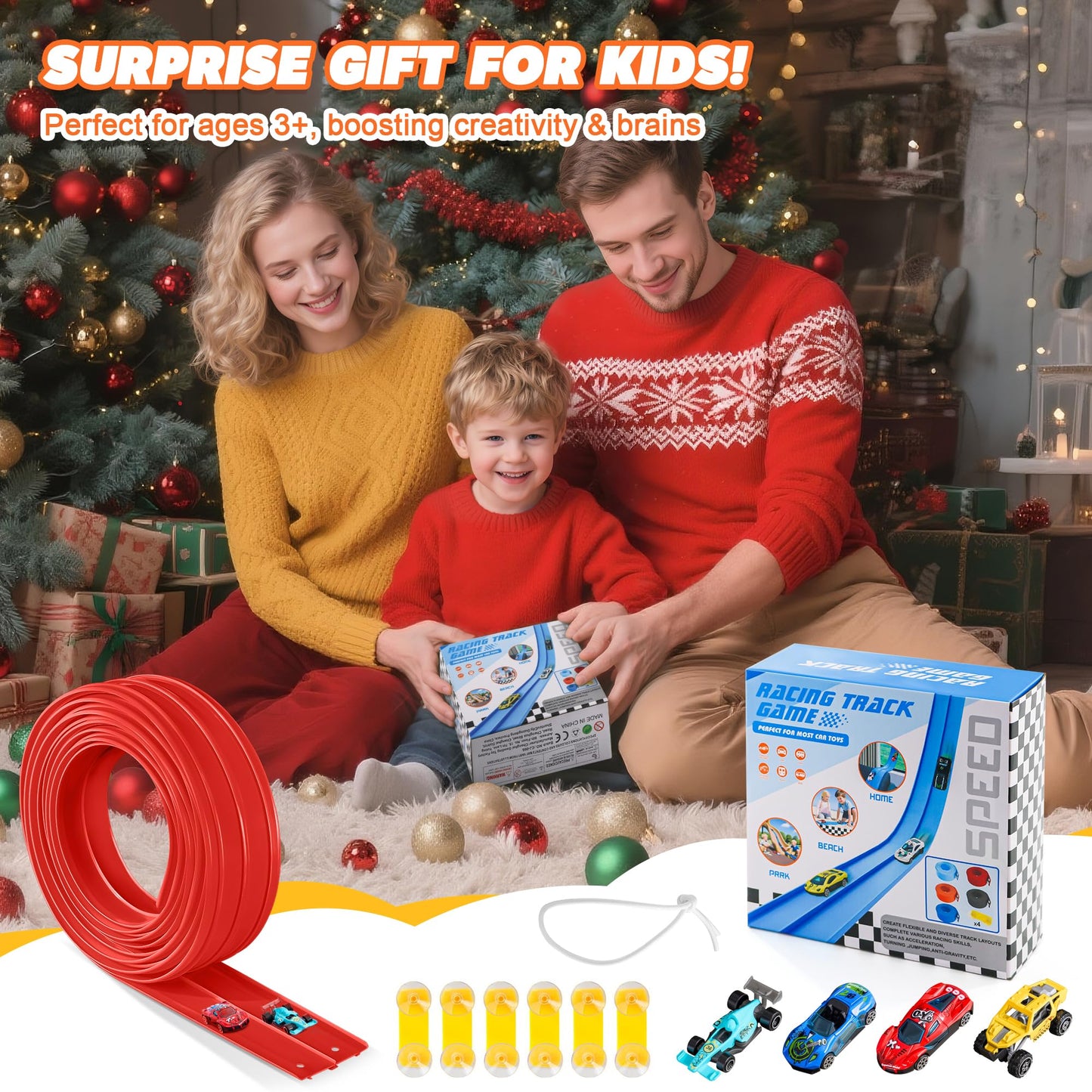 Nigwet Flexible Race Track for Kids – 15 Ft Bendable Car Track with Ramp Toy