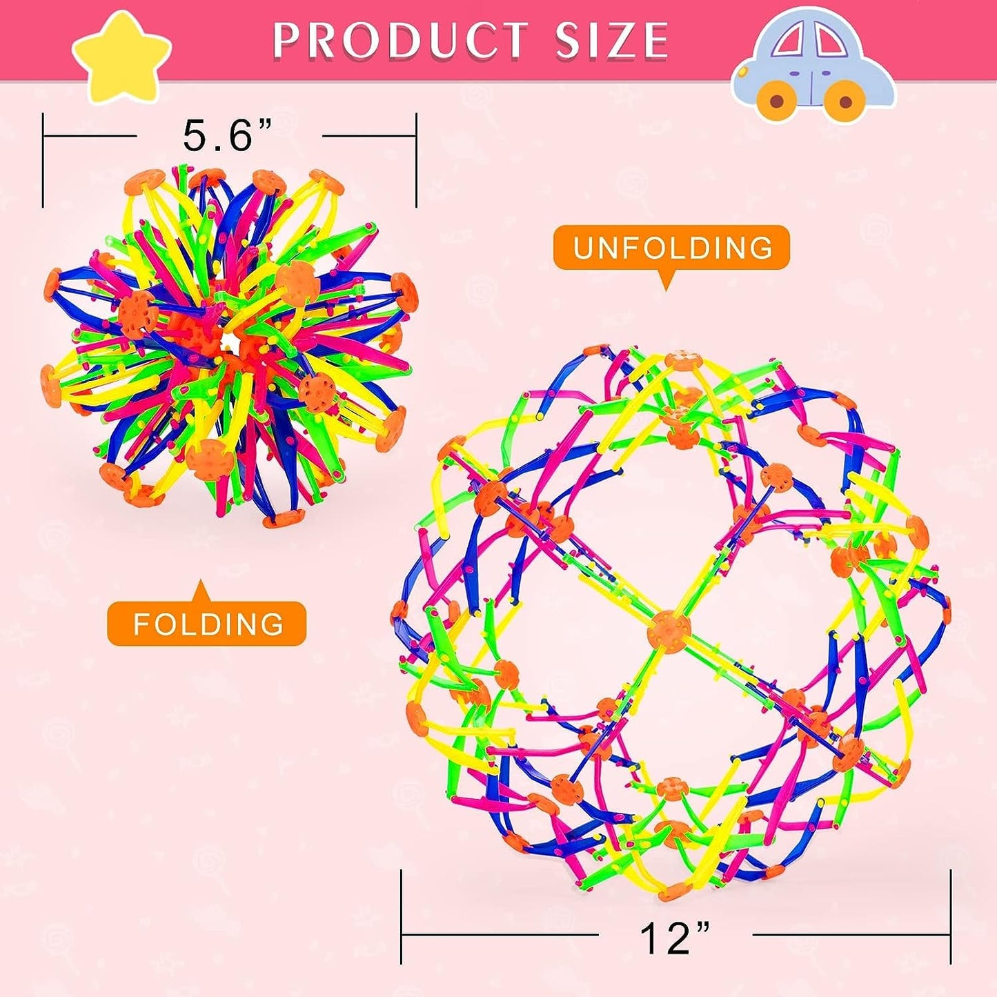 NIHAKSOI 2PCS Expandable Breathing Ball – Colorful Inflatable Magic Ball for Stress Relief, Fidget Toys, Yoga & ADHD