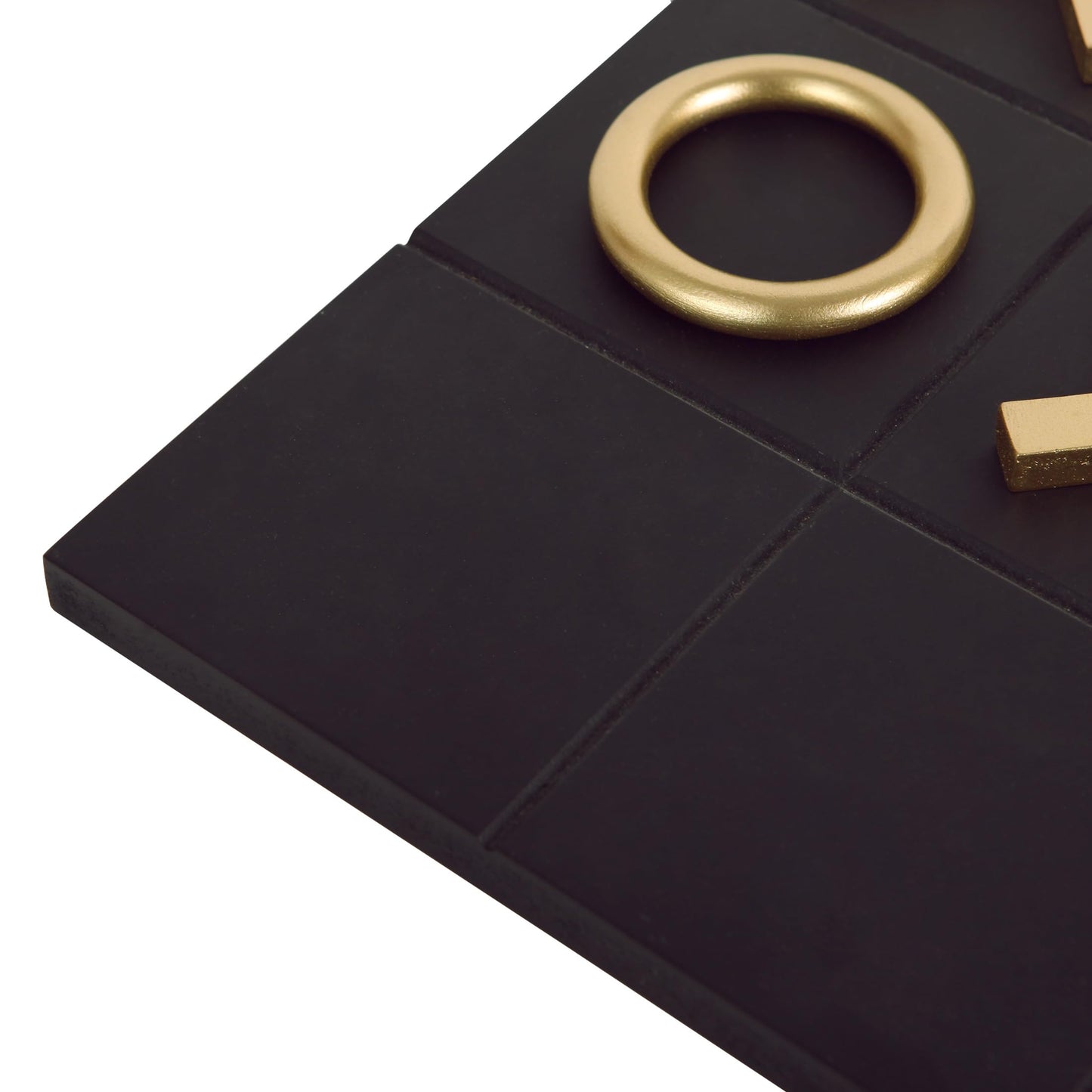 NIKKY HOME 12x12 Inch Tic Tac Toe Board – Wood, Black & Gold, Modern Coffee Table Decor & Travel Game