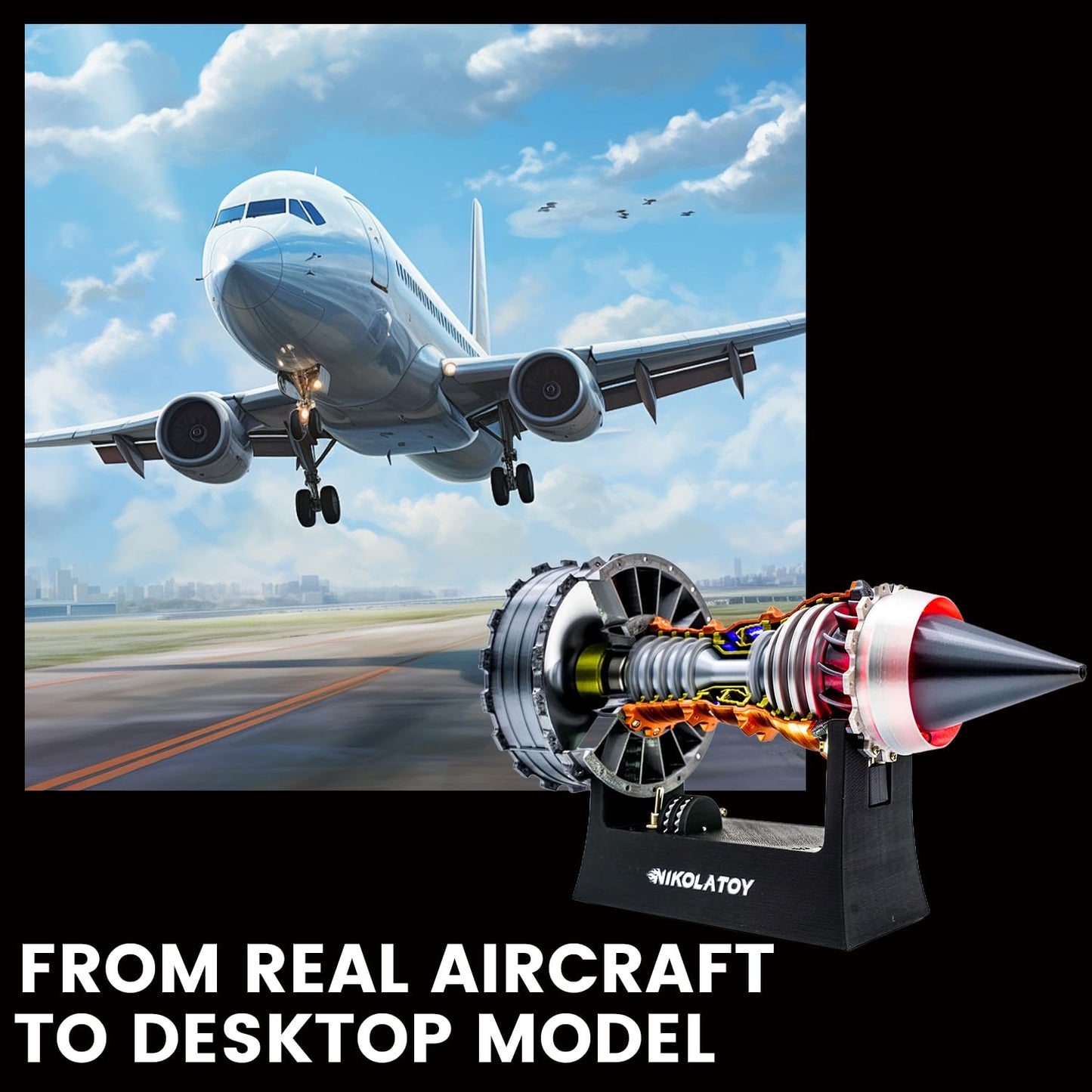 NikolaToy TR900 Turbofan Engine Model Kit – 1:20 Scale Deluxe Finished Edition | Aviation Enthusiast Gift