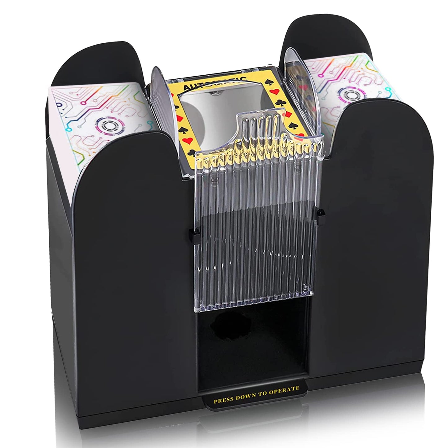 Nileole 6-Deck Automatic Card Shuffler — Battery-Powered Shuffling for UNO, Poker & More