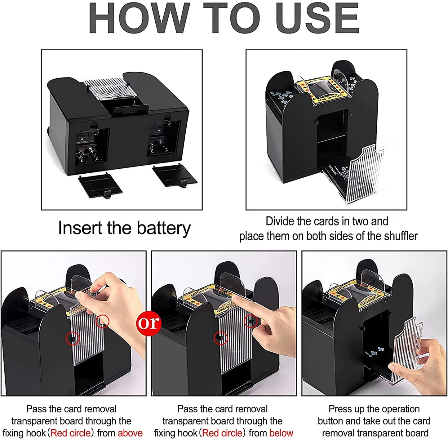 Nileole 6-Deck Automatic Card Shuffler — Battery-Powered Shuffling for UNO, Poker & More
