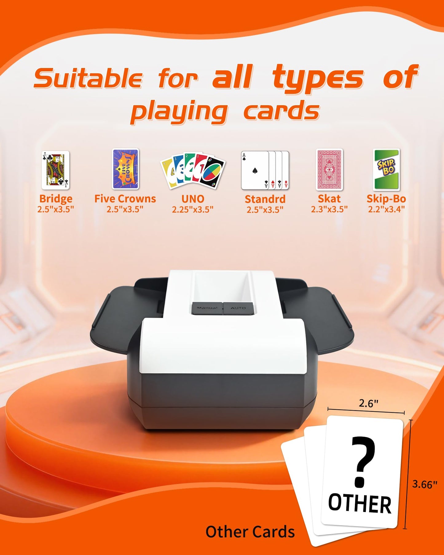 Nileole 2-Decks Quiet & Rechargeable Card Shuffler – USB-C, Low Noise