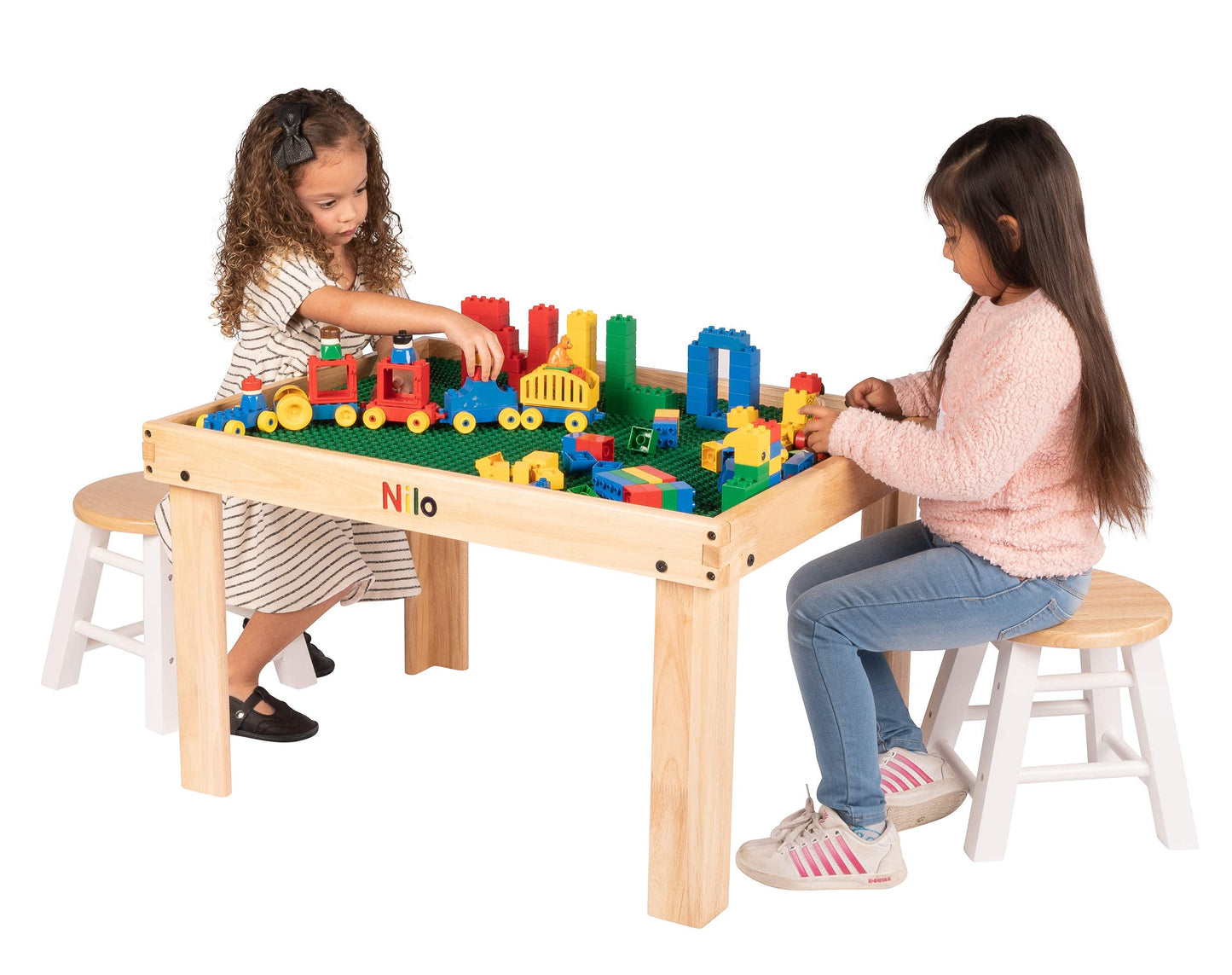 NILO Large Green Building Plates – 2-Pack 12x32, Double-Sided Baseplates for All Major Bricks
