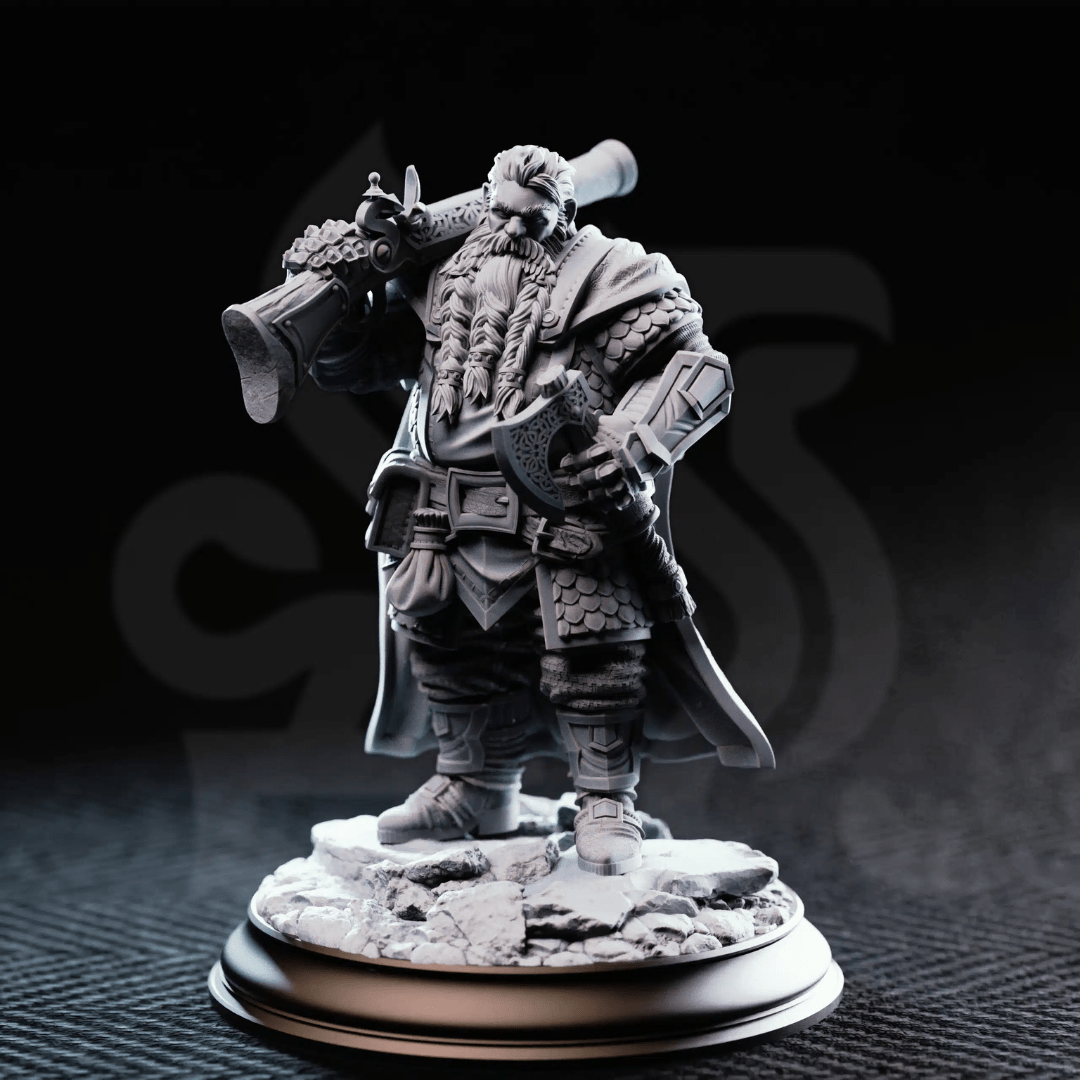 Nilyerg Sureshot Dwarven Marksman - 3D Printed Gunslinger Character Miniature
