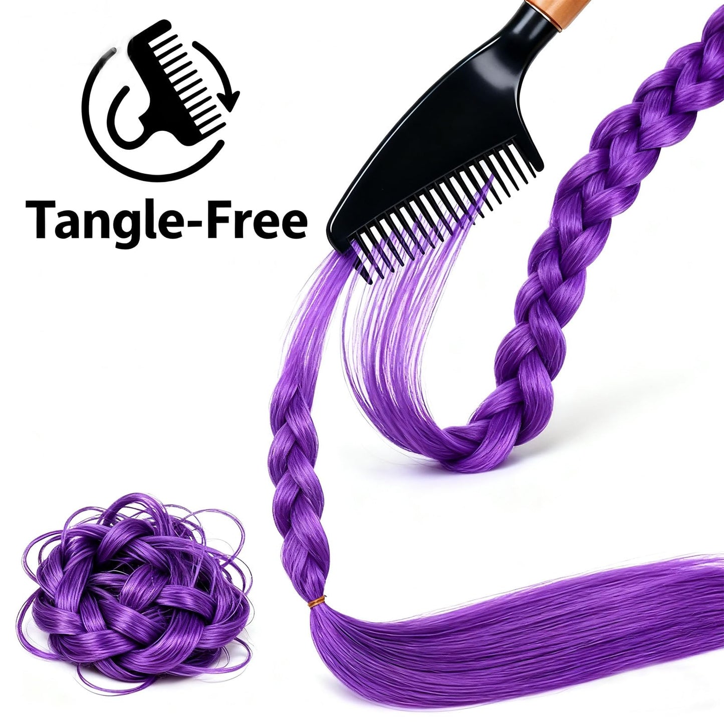 nimbleleap Purple Braid Wig for Kids | Long Lavender Braids for Cosplay & Parties