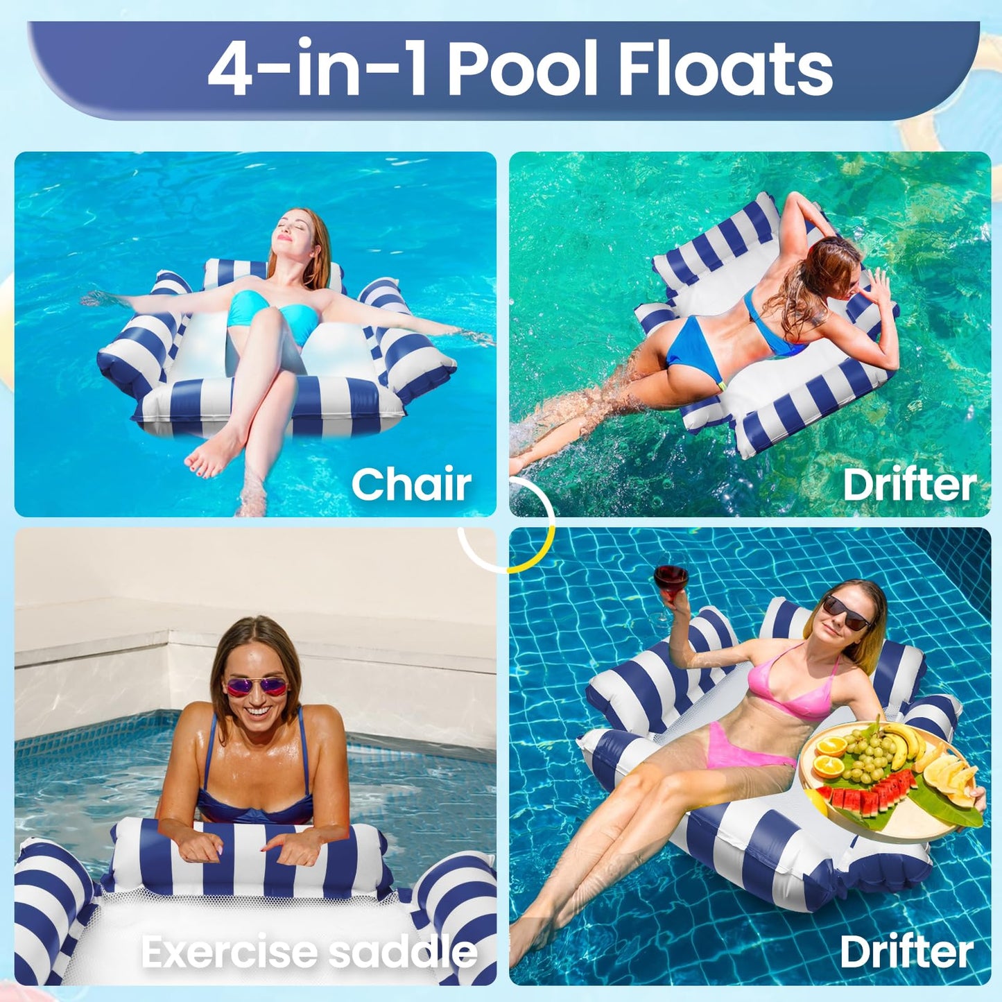 NIMeng Pool Floats for Adults – Summer Water Hammock Inflatable Pool Floaties