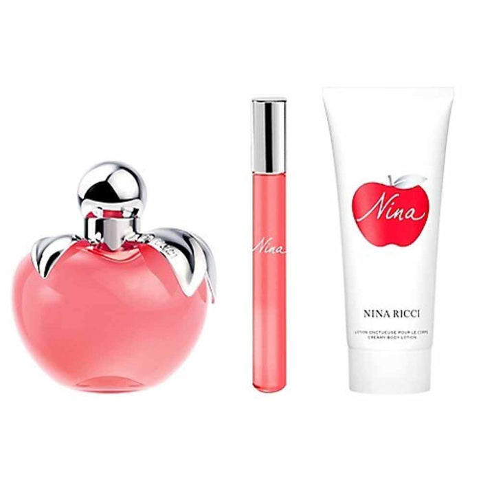 Nina Ricci Nina Gift Set 80ml EDT Spray + 75ml Body Lotion + 10ml EDT Rollerball