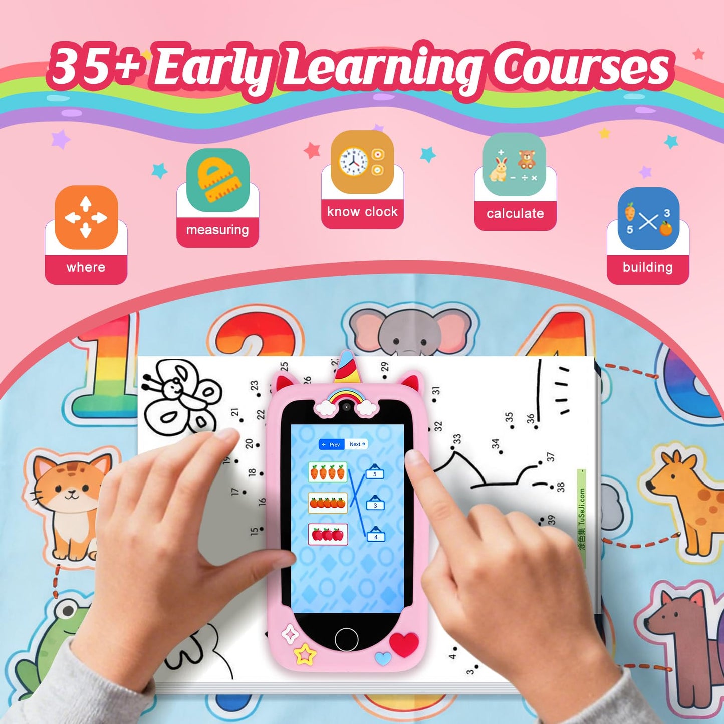 NINE CUBE Kids Smart Phone for Ages 3-10 | 3.97-inch Touchscreen, Dual Cameras & 200+ STEM Games