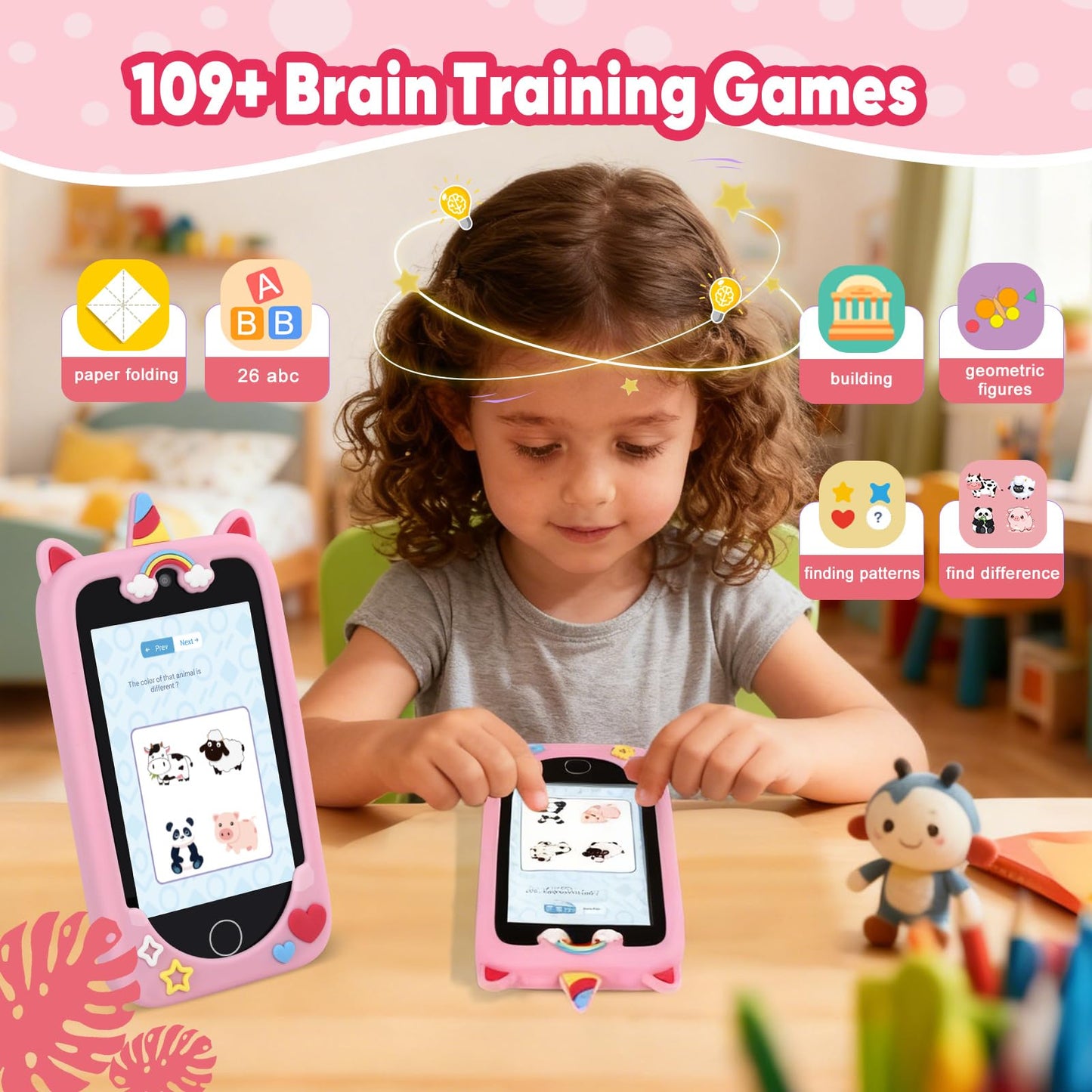 NINE CUBE Kids Smart Phone for Ages 3-10 | 3.97-inch Touchscreen, Dual Cameras & 200+ STEM Games