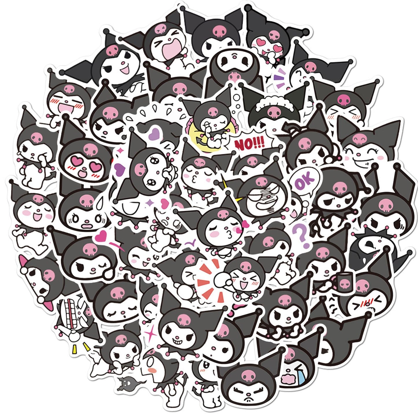 NineGirl Kuromi Stickers Pack – 50 Waterproof Vinyl Decals for Laptops & More
