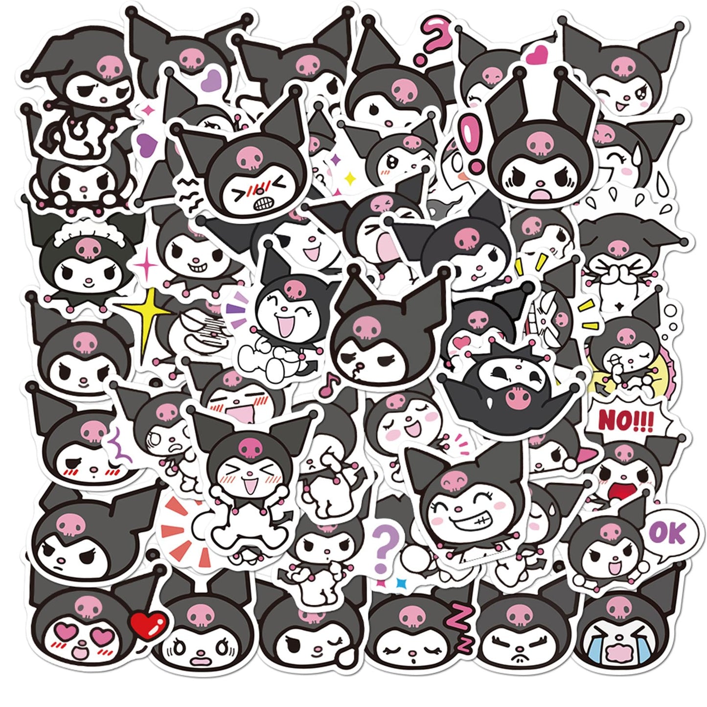 NineGirl Kuromi Stickers Pack – 50 Waterproof Vinyl Decals for Laptops & More