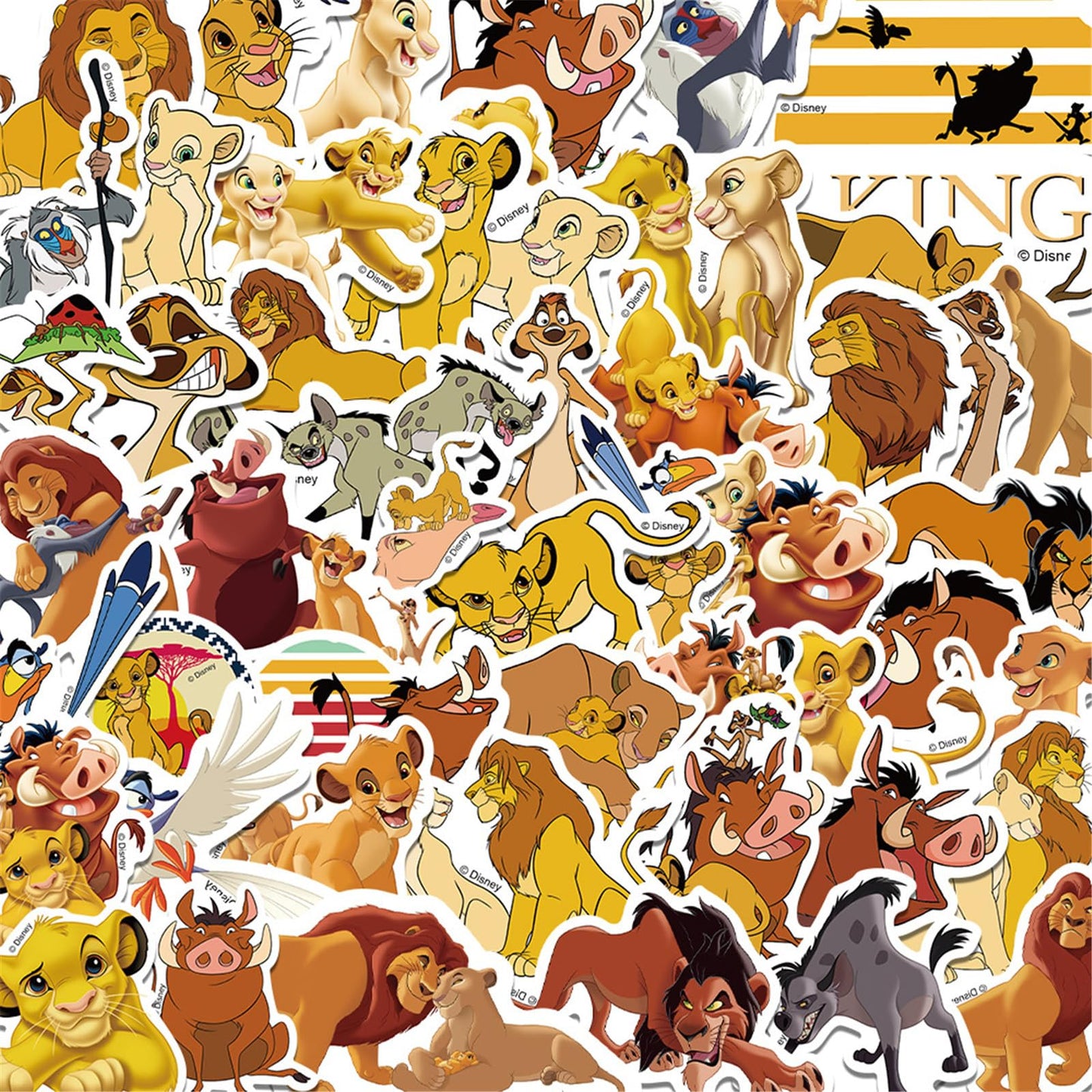 NineGirl The Lion King Stickers – 50-Count Vinyl Waterproof Decals for Laptops & Water Bottles