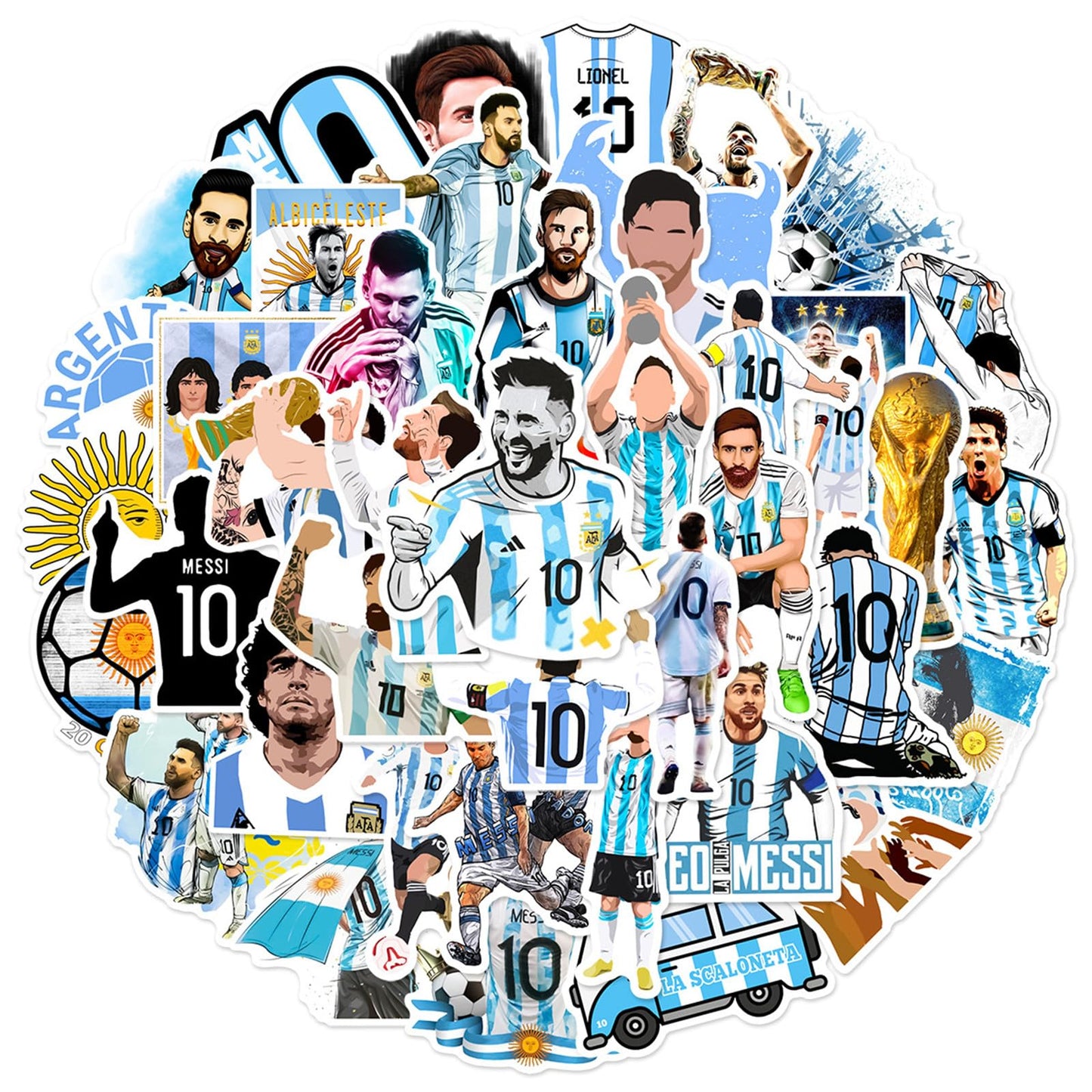 NineGirl Messi Soccer Player Stickers — 50 Pcs Waterproof Vinyl Decals for Laptops, Water Bottles, Notebooks