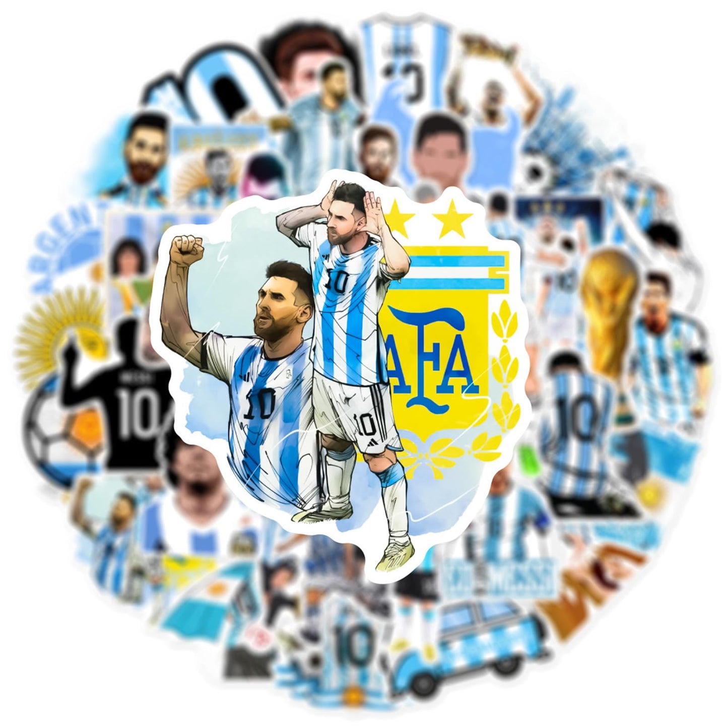 NineGirl Messi Soccer Player Stickers — 50 Pcs Waterproof Vinyl Decals for Laptops, Water Bottles, Notebooks