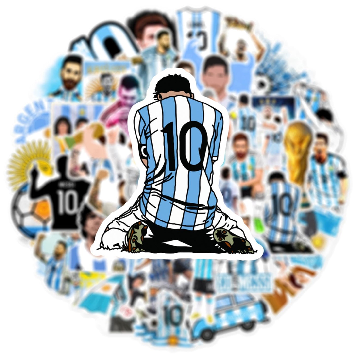 NineGirl Messi Soccer Player Stickers — 50 Pcs Waterproof Vinyl Decals for Laptops, Water Bottles, Notebooks