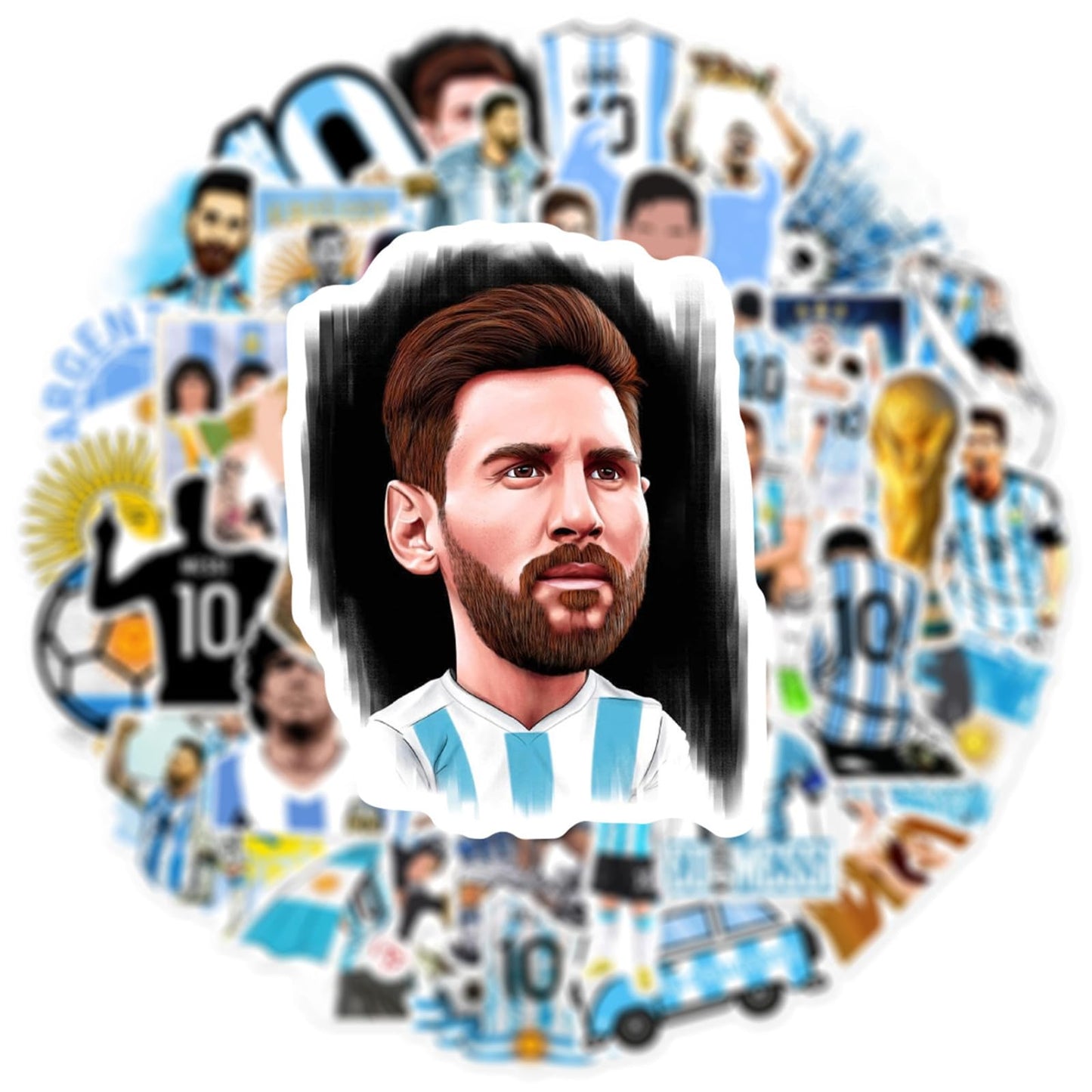NineGirl Messi Soccer Player Stickers — 50 Pcs Waterproof Vinyl Decals for Laptops, Water Bottles, Notebooks