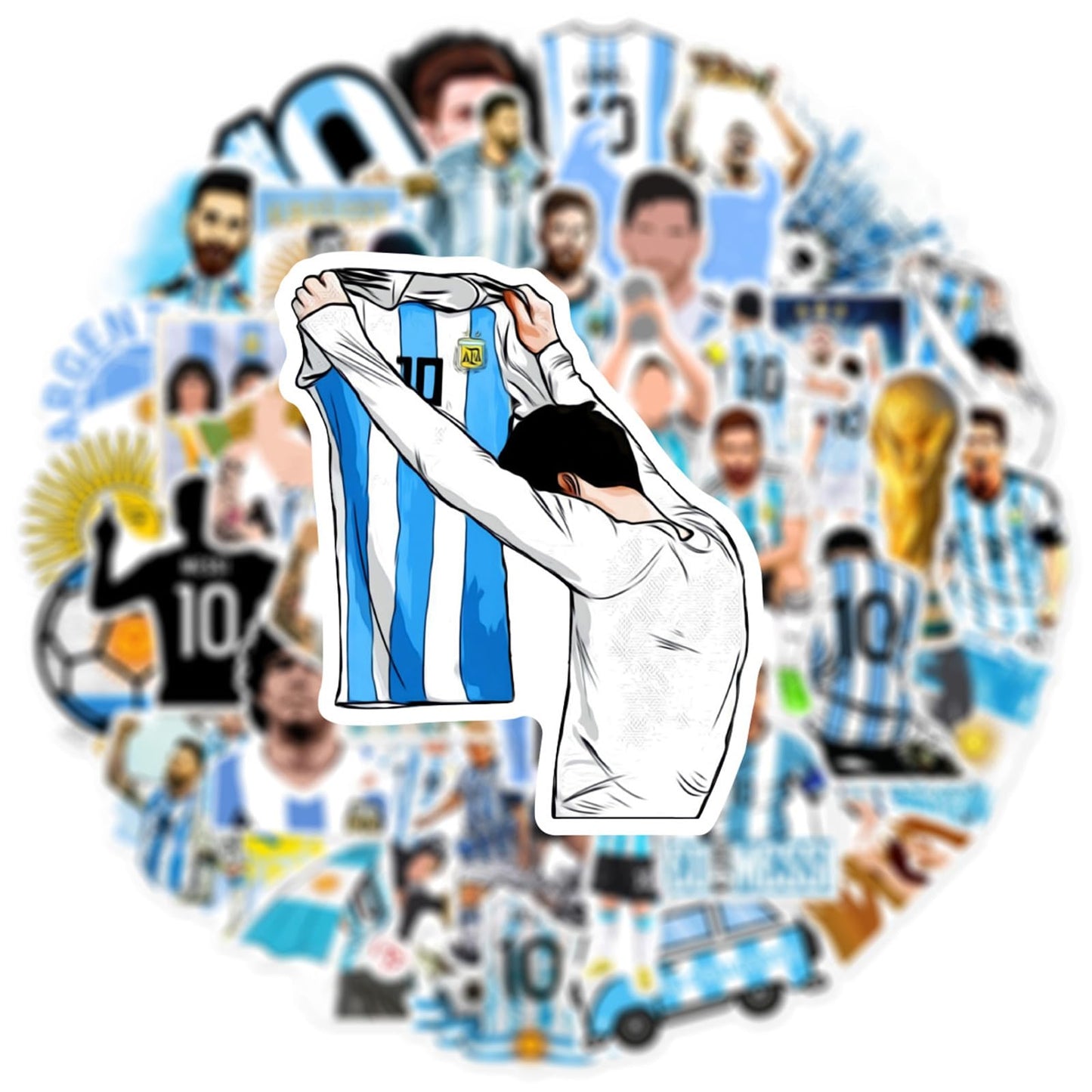 NineGirl Messi Soccer Player Stickers — 50 Pcs Waterproof Vinyl Decals for Laptops, Water Bottles, Notebooks