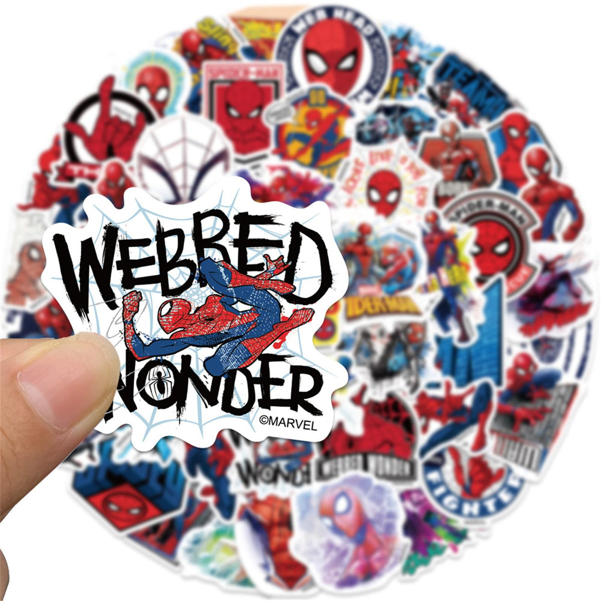 NineGirl 50Pcs Cartoon Spider-Man Stickers – Vinyl Waterproof Decals for Laptops & Water Bottles
