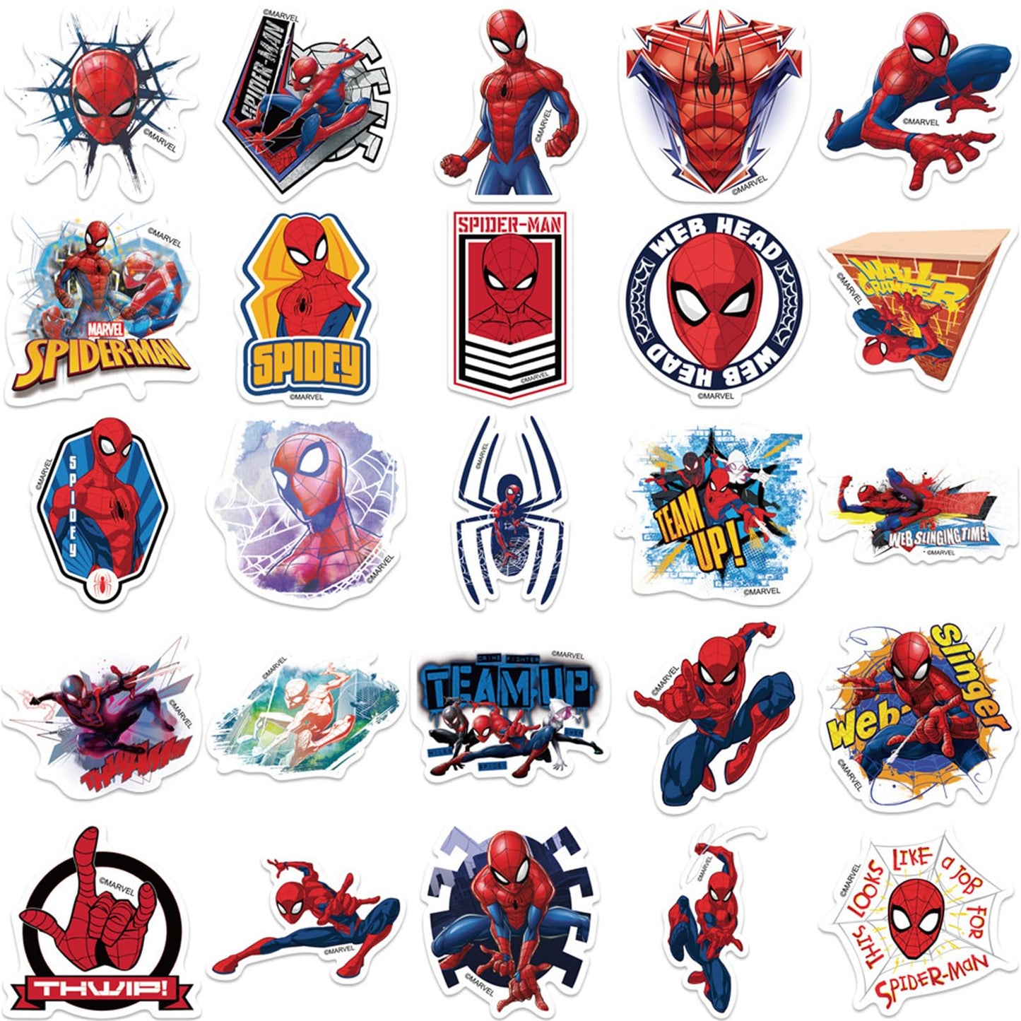NineGirl 50Pcs Cartoon Spider-Man Stickers – Vinyl Waterproof Decals for Laptops & Water Bottles