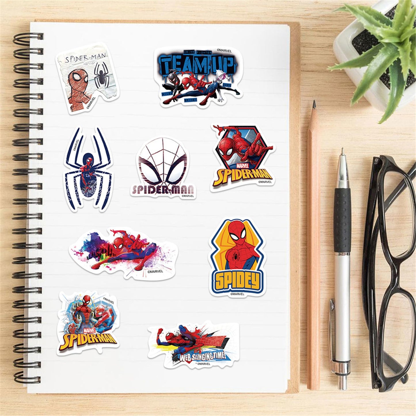 NineGirl 50Pcs Cartoon Spider-Man Stickers – Vinyl Waterproof Decals for Laptops & Water Bottles