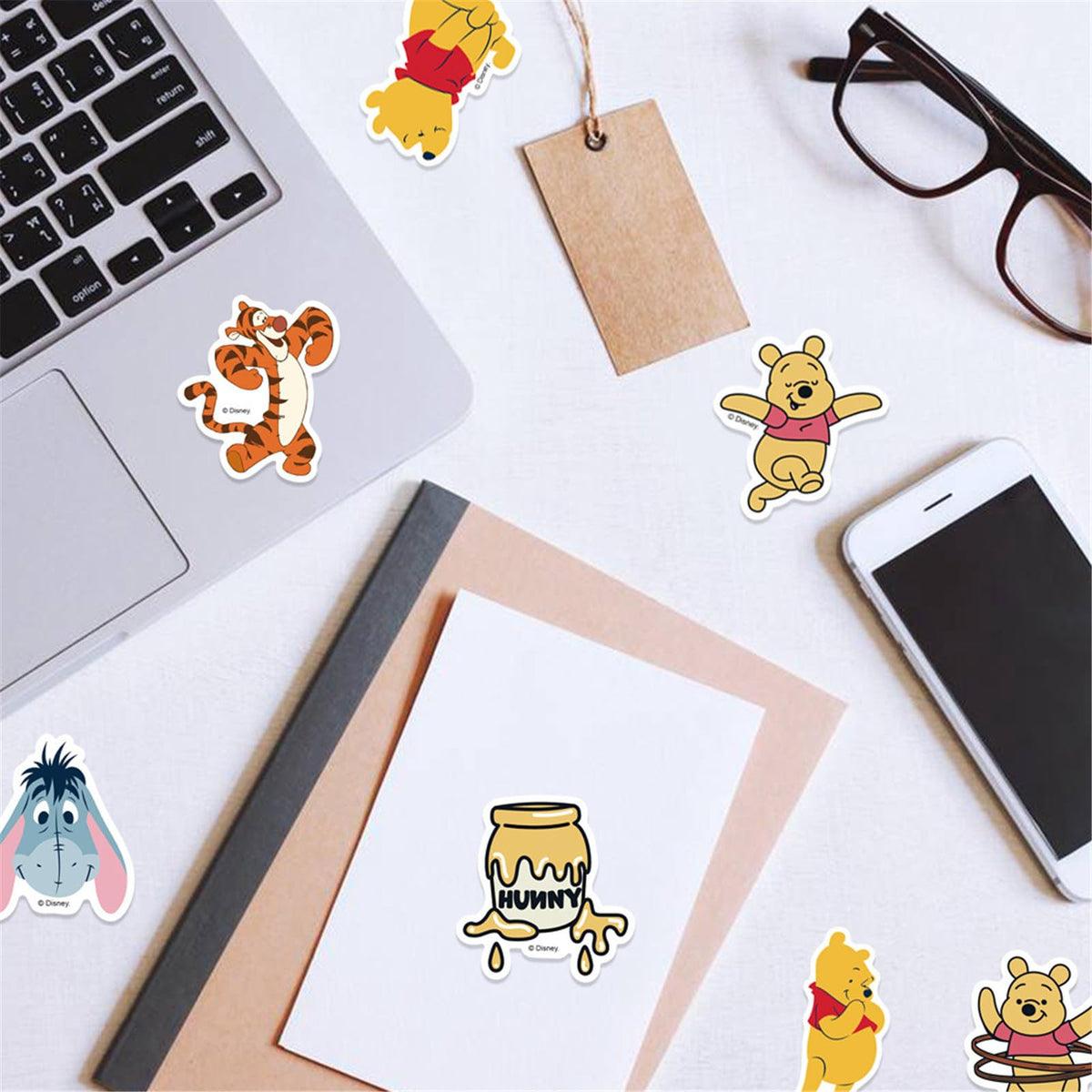 NineGirl 50pcs Cartoon Tigger & Pooh Stickers – Waterproof Vinyl Decals for Laptops, Water Bottles, Notebooks